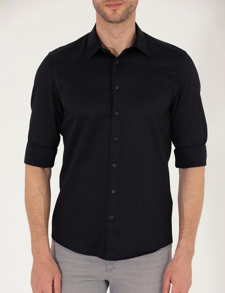 Siyah Slim Fit Uzun Kollu Gömlek - 50269388006