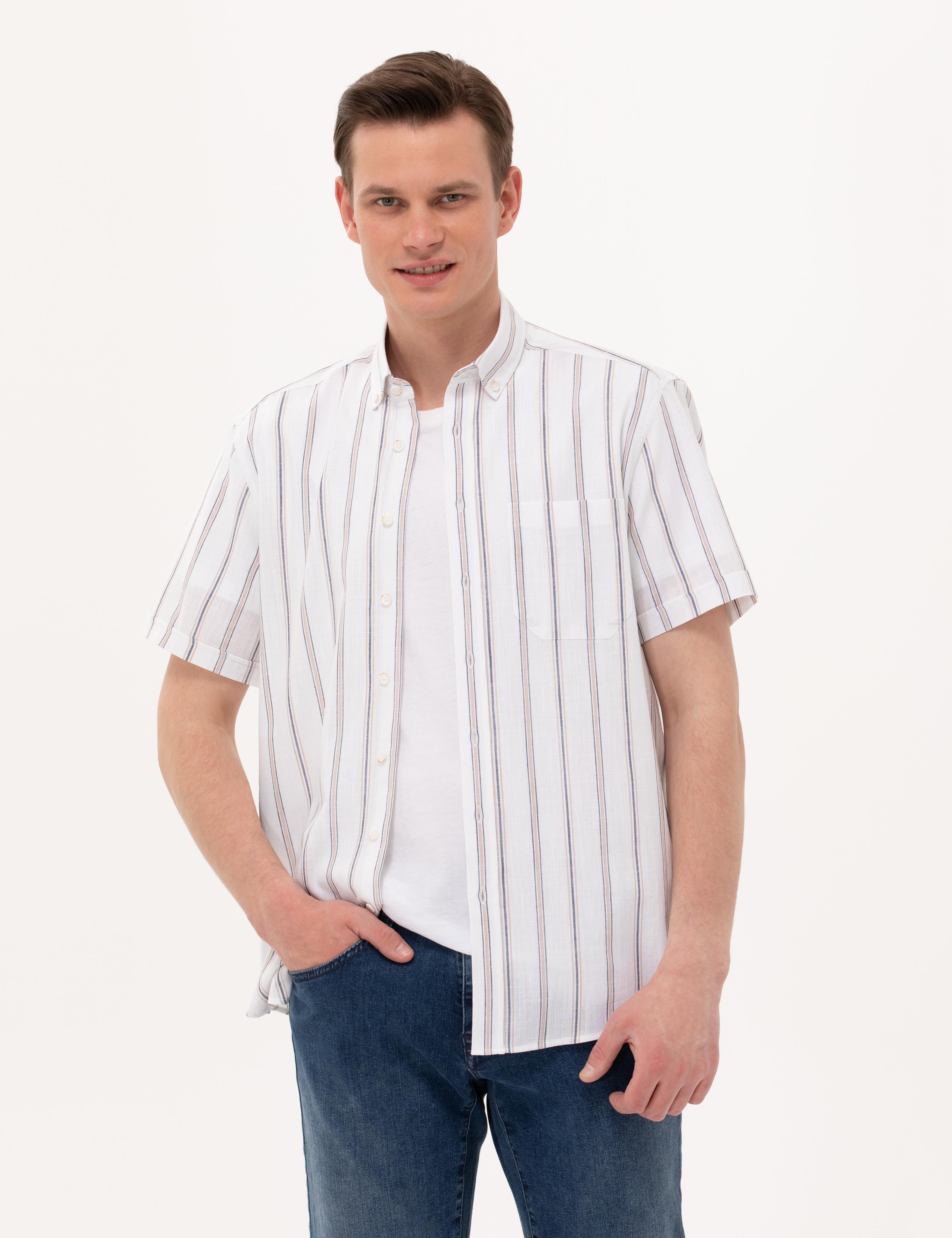 Lacivert Comfort Fit Kısa Kollu Gömlek