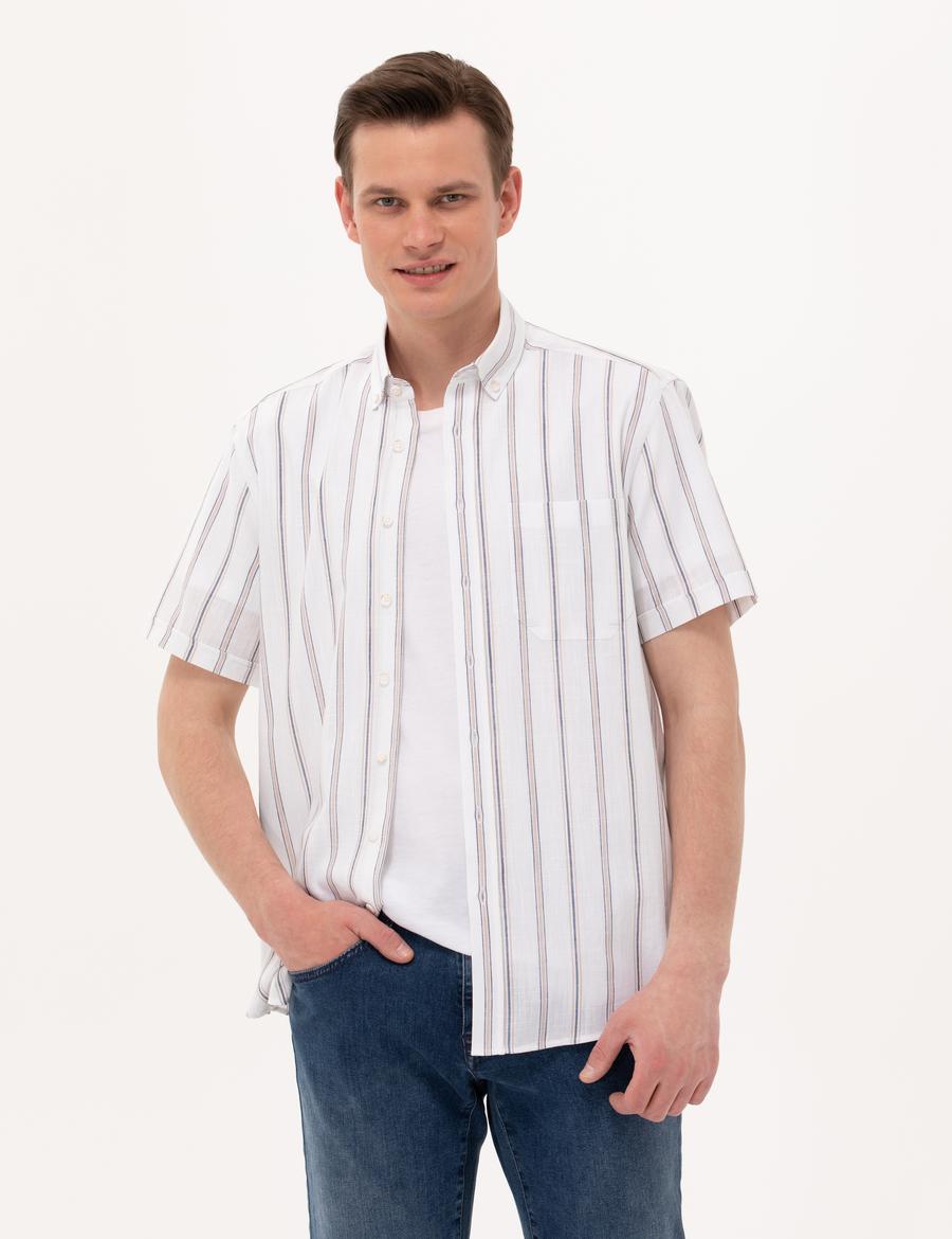 Lacivert Comfort Fit Kısa Kollu Gömlek