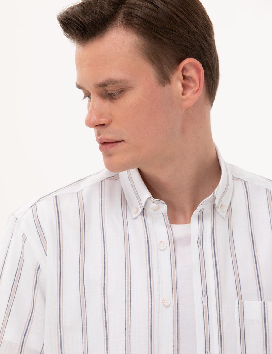 Lacivert Comfort Fit Kısa Kollu Gömlek