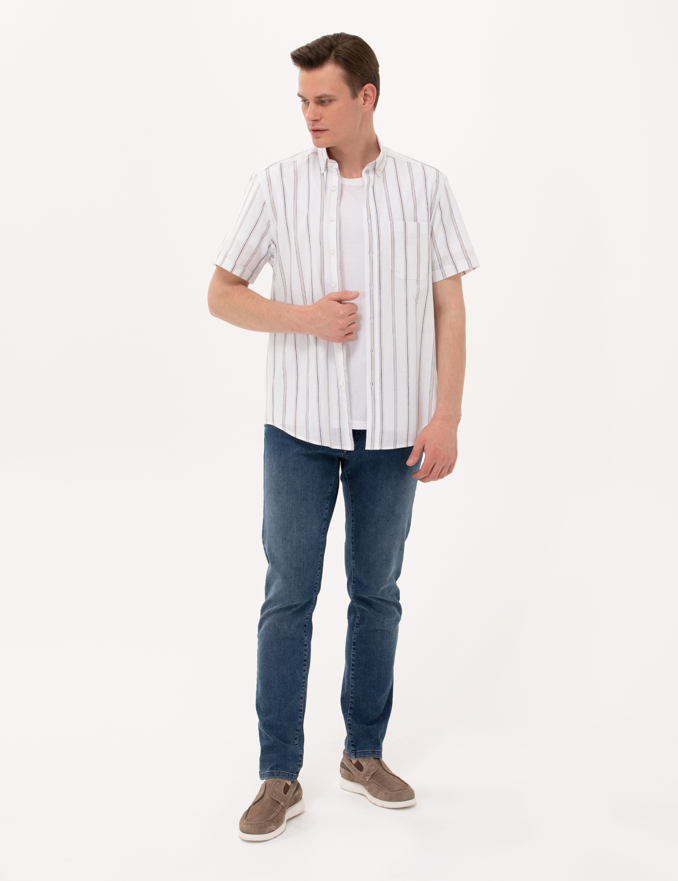 Pierre Cardin Lacivert Comfort Fit Kısa Kollu Gömlek görsel 4