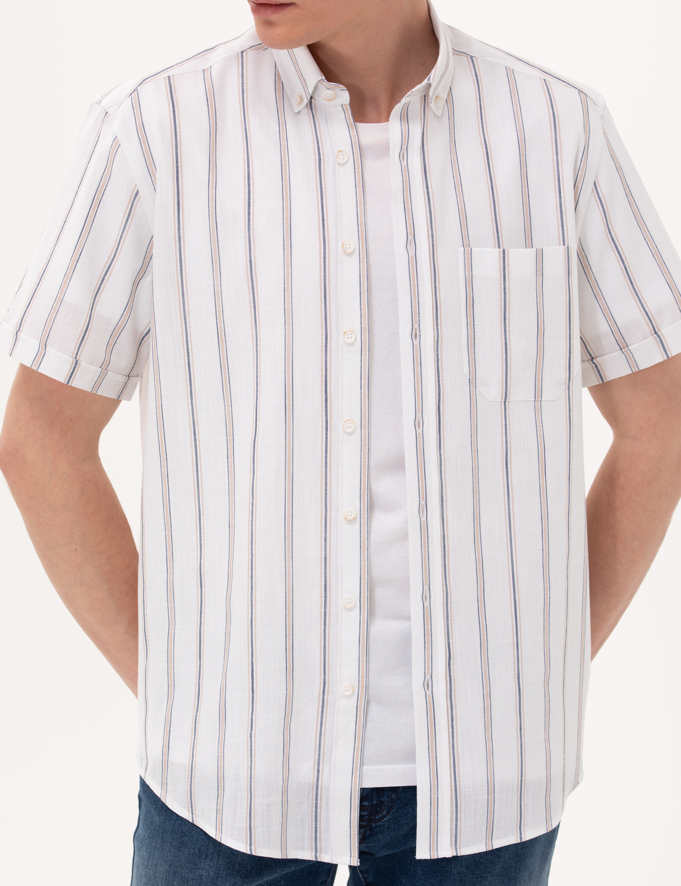 Pierre Cardin Lacivert Comfort Fit Kısa Kollu Gömlek görsel 6