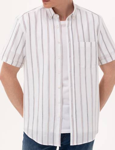 Lacivert Comfort Fit Kısa Kollu Gömlek