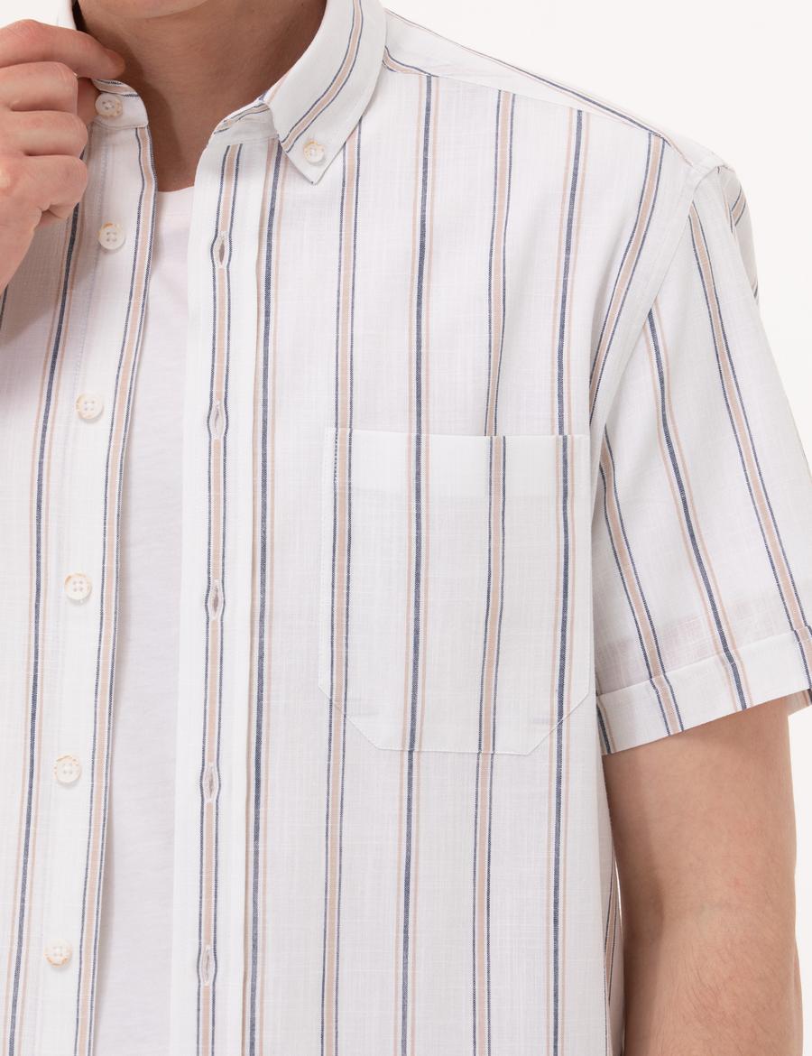 Lacivert Comfort Fit Kısa Kollu Gömlek