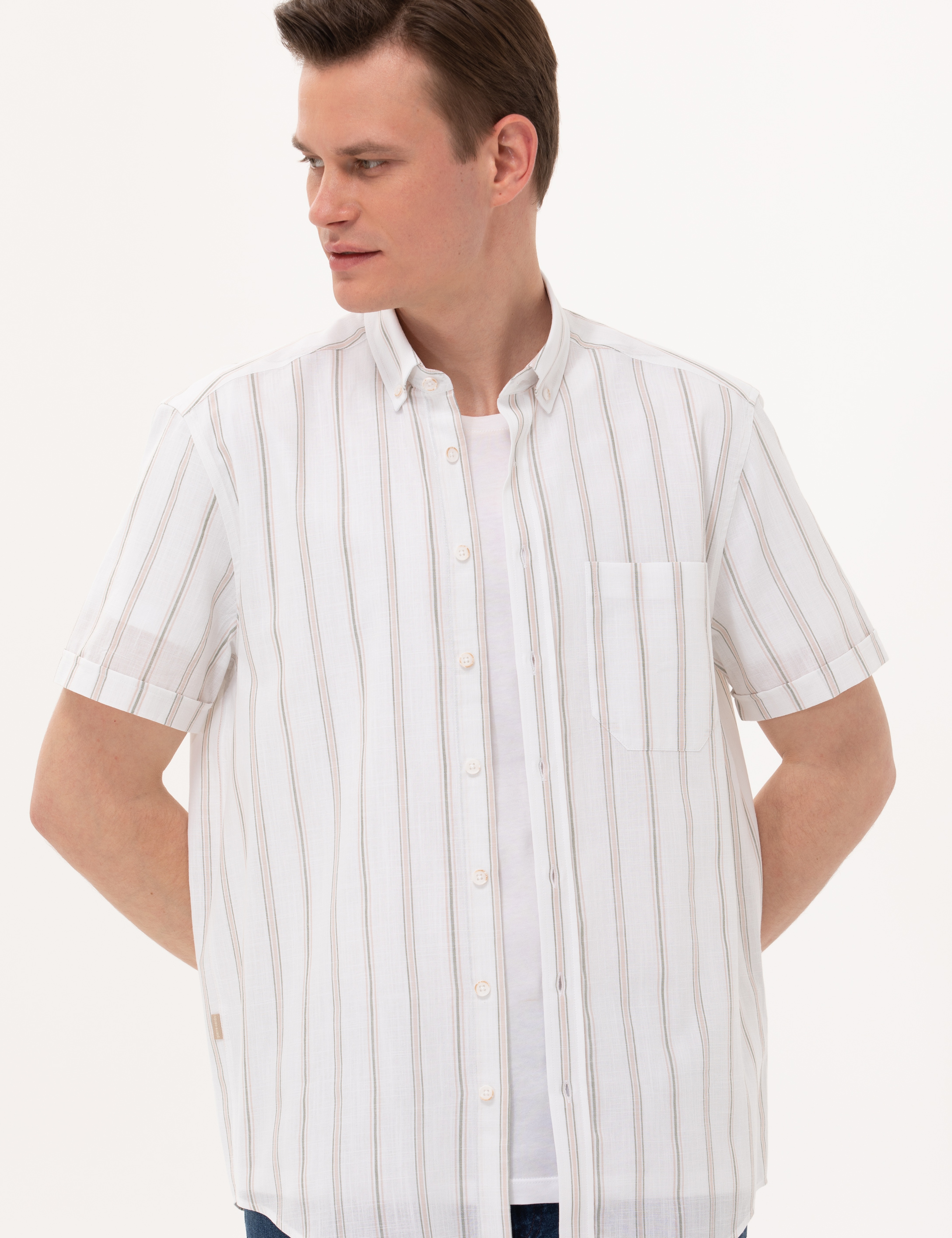 Haki Comfort Fit Kısa Kollu Gömlek - Image 3