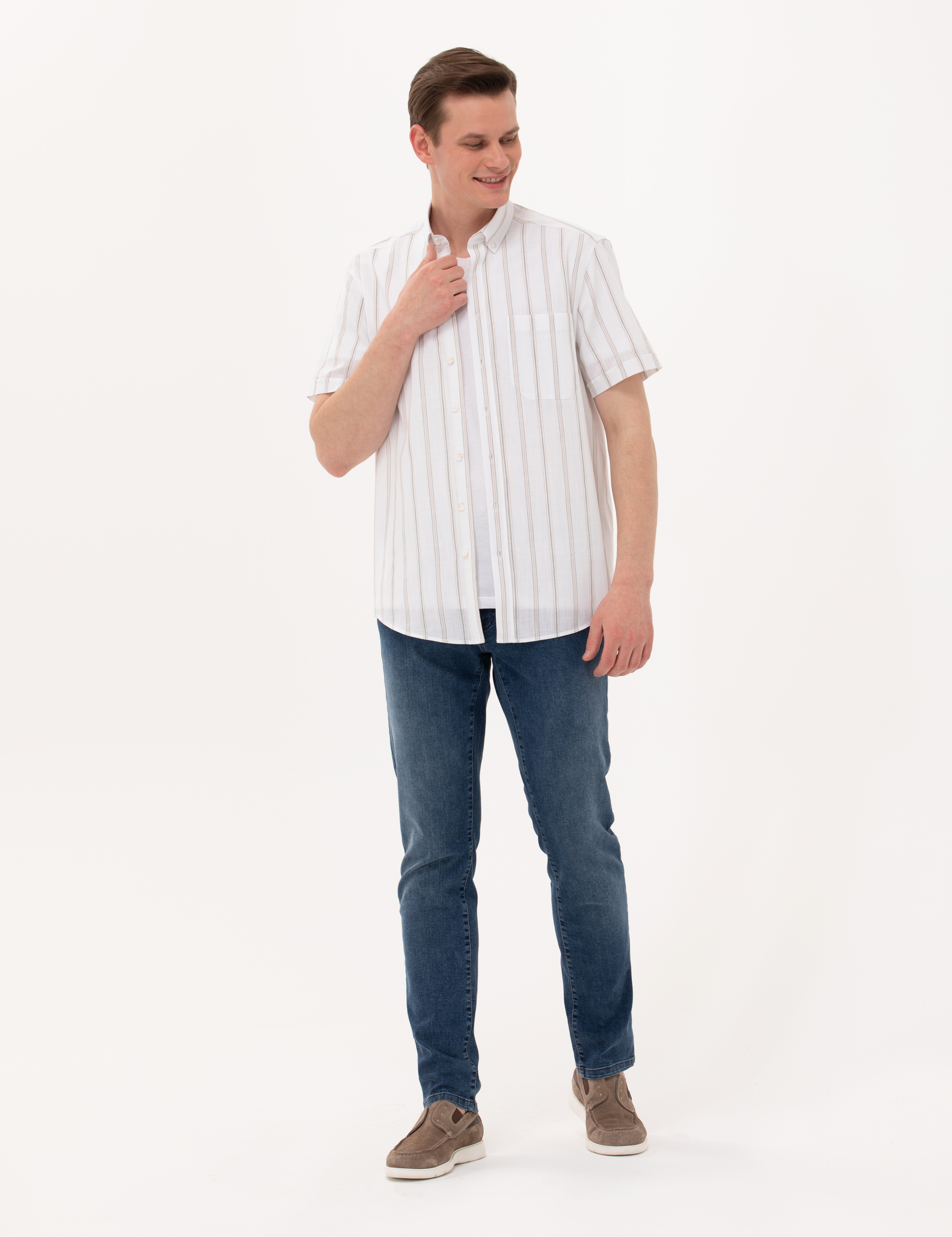 Haki Comfort Fit Kısa Kollu Gömlek - Image 4