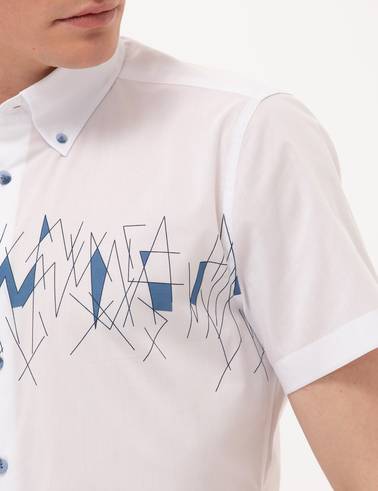 Lacivert Ekstra Slim Fit Kısa Kollu Gömlek
