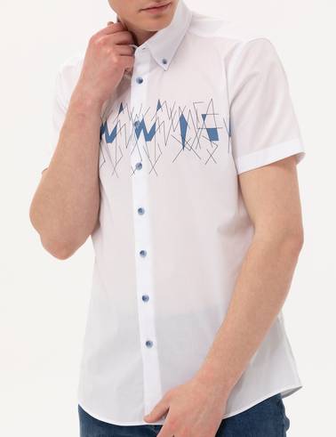 Lacivert Ekstra Slim Fit Kısa Kollu Gömlek