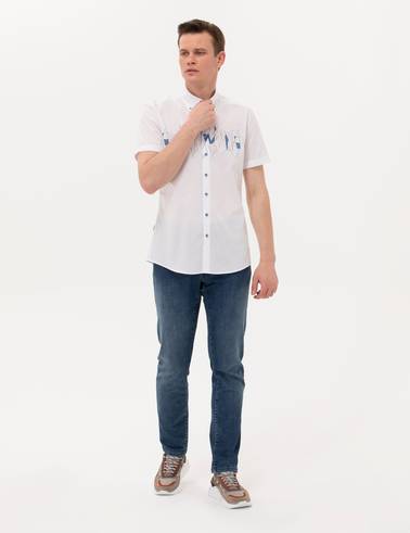 Lacivert Ekstra Slim Fit Kısa Kollu Gömlek