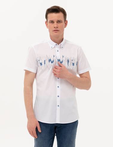 Lacivert Ekstra Slim Fit Kısa Kollu Gömlek