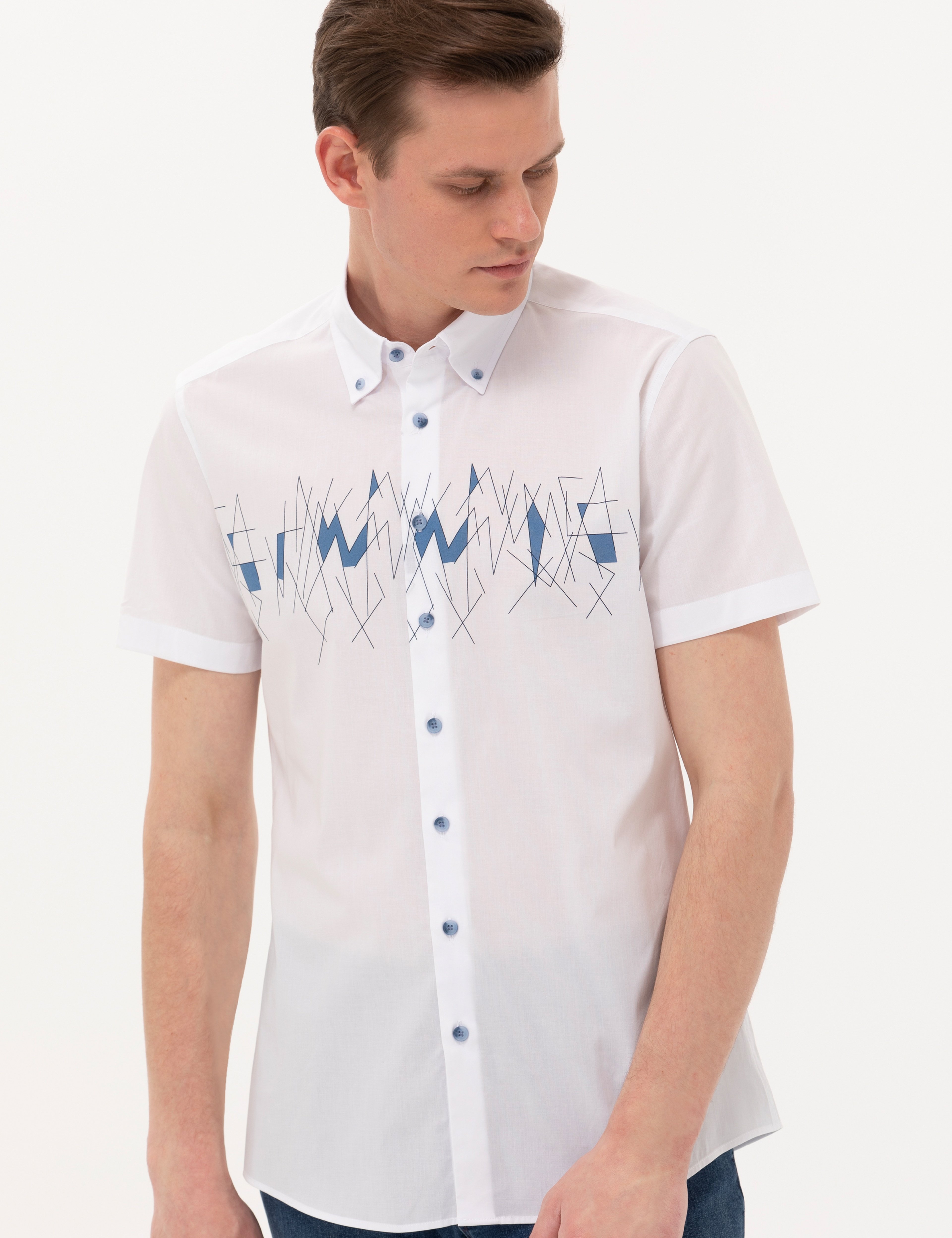 Lacivert Ekstra Slim Fit Kısa Kollu Gömlek