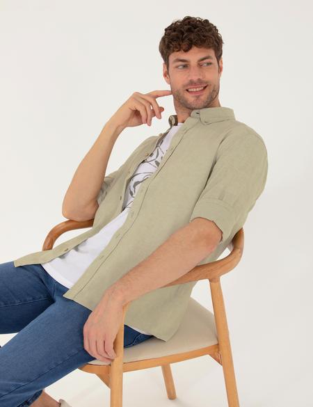 Haki Regular Fit Uzun Kollu Gömlek - 50265119076