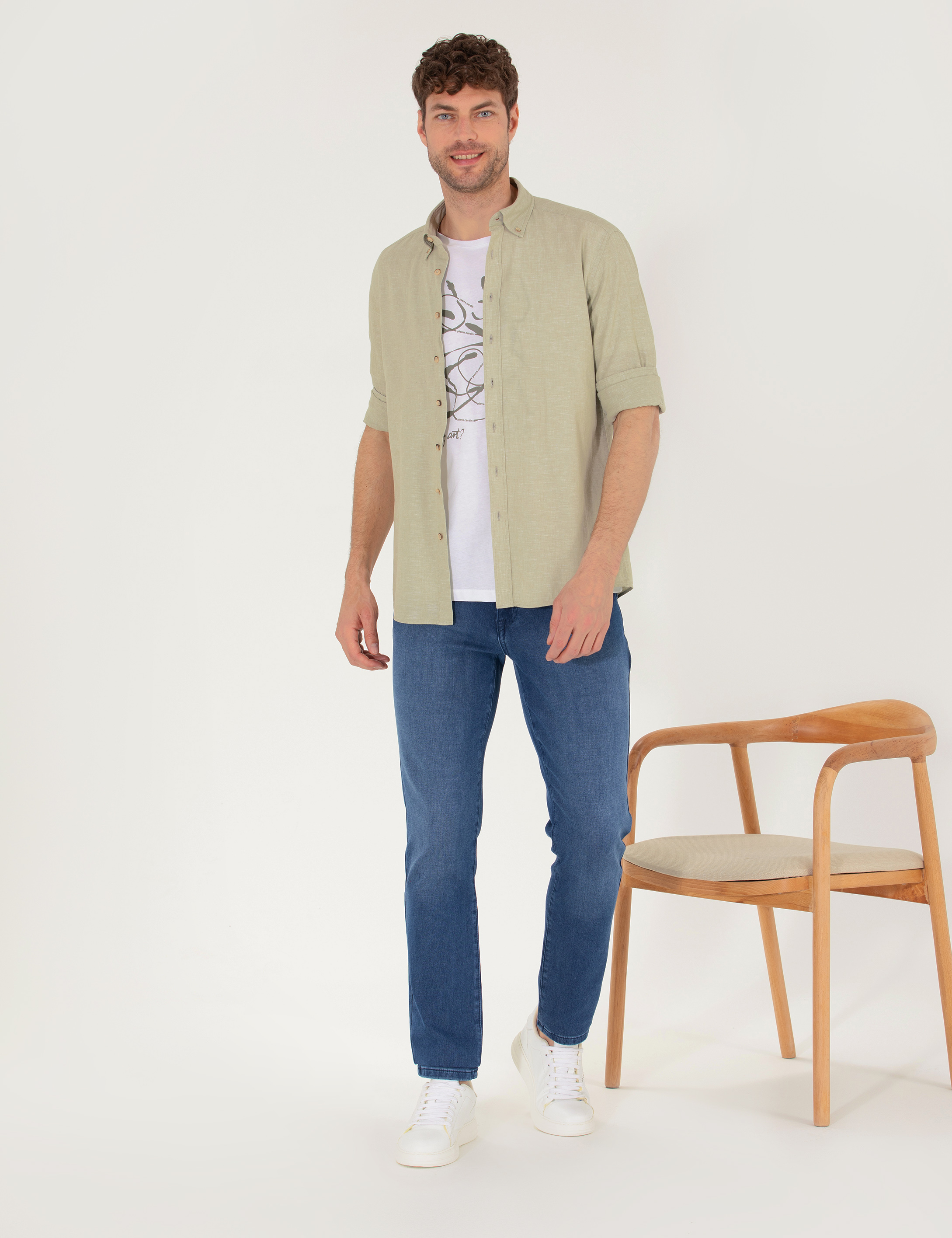 Pierre Cardin Haki Regular Fit Uzun Kollu Gömlek görsel 4