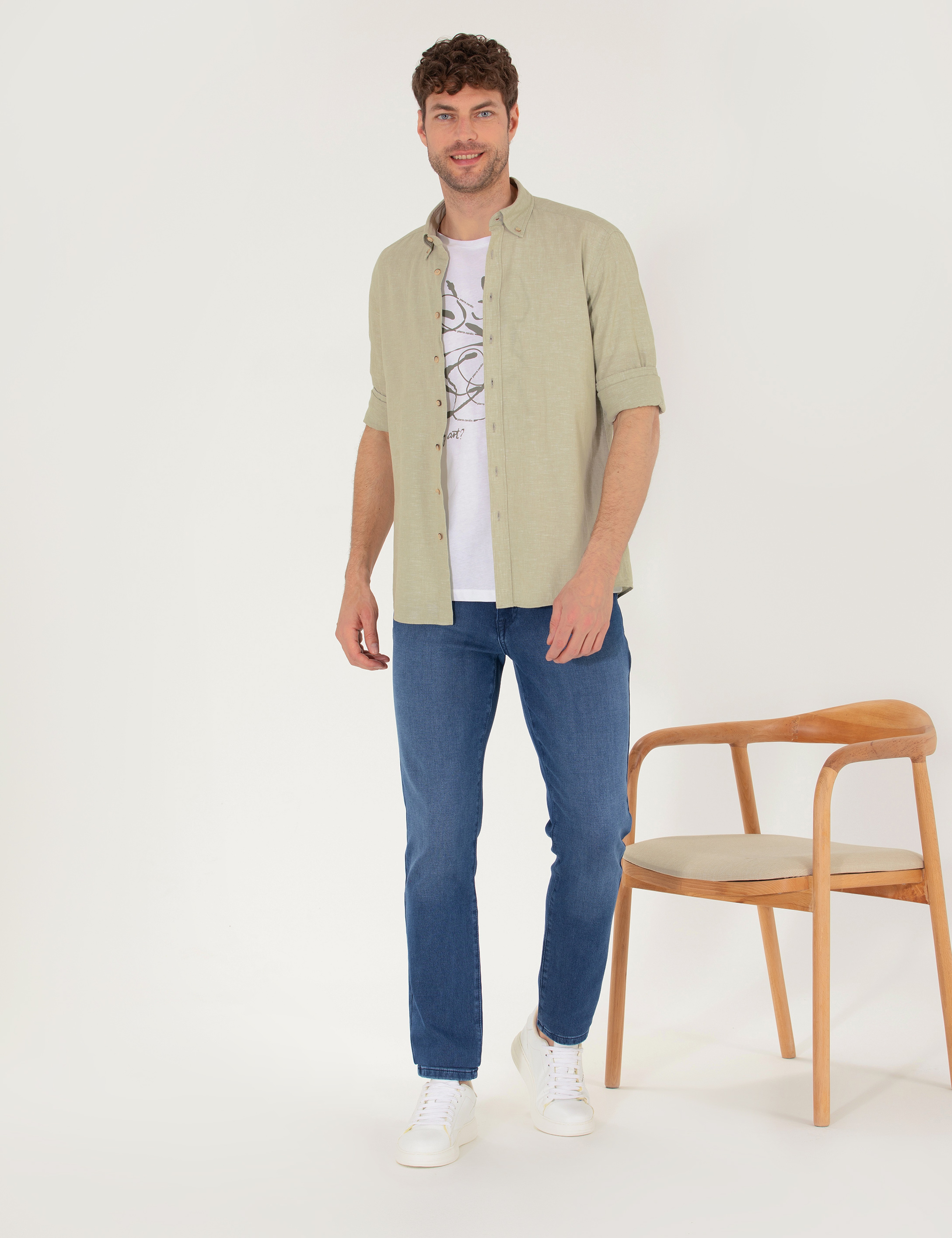 Haki Regular Fit Uzun Kollu Gömlek - Image 4