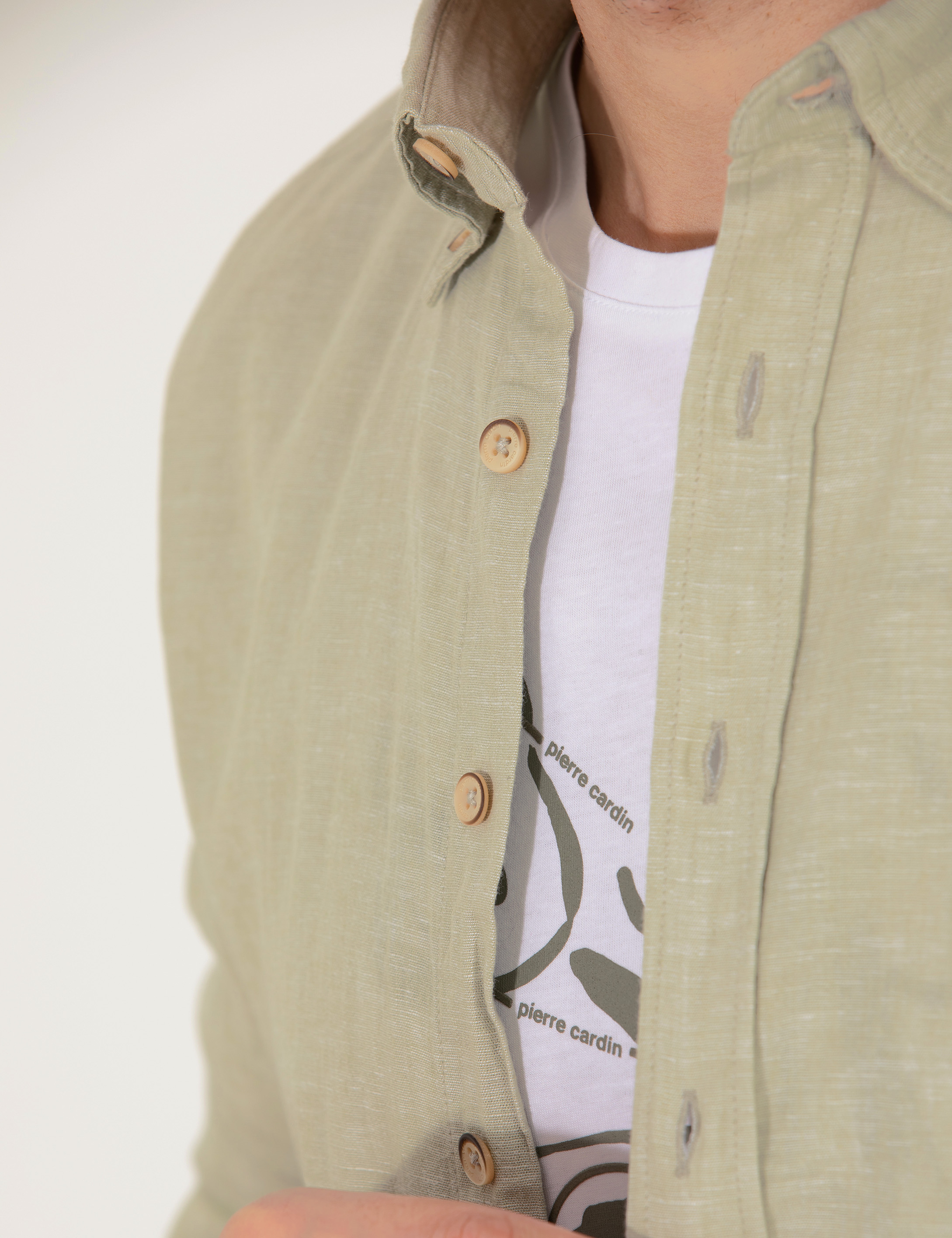 Pierre Cardin Haki Regular Fit Uzun Kollu Gömlek görsel 7