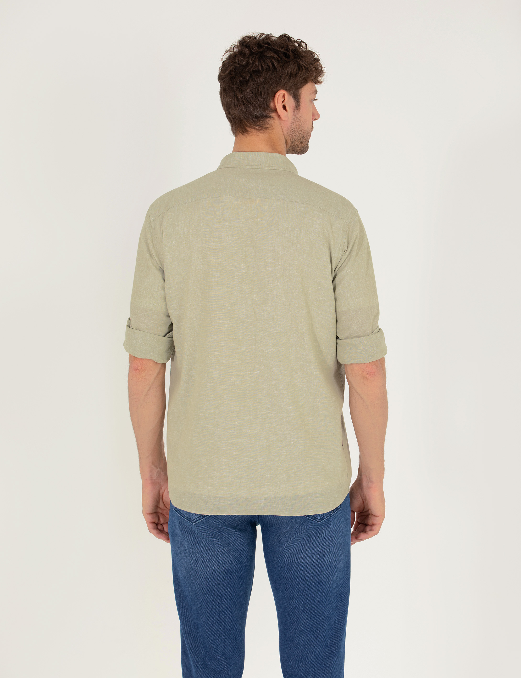 Pierre Cardin Haki Regular Fit Uzun Kollu Gömlek görsel 5