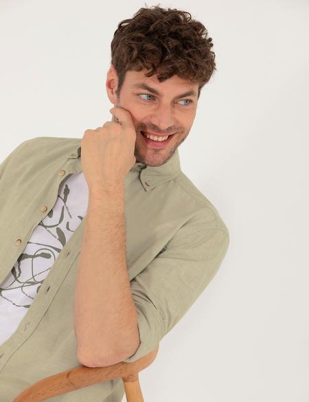 Haki Regular Fit Uzun Kollu Gömlek - 50265119076