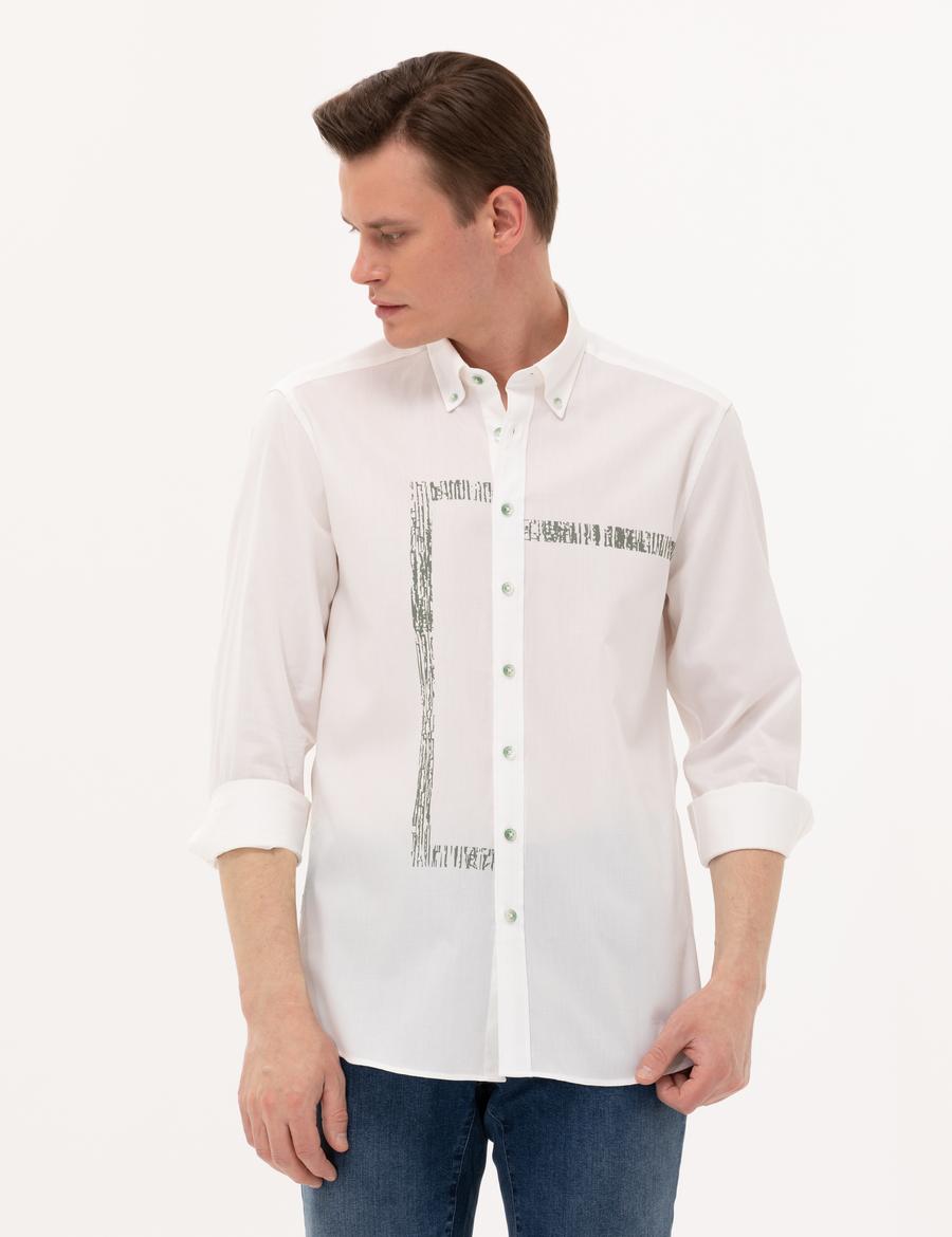 Haki Regular Fit Uzun Kollu Gömlek