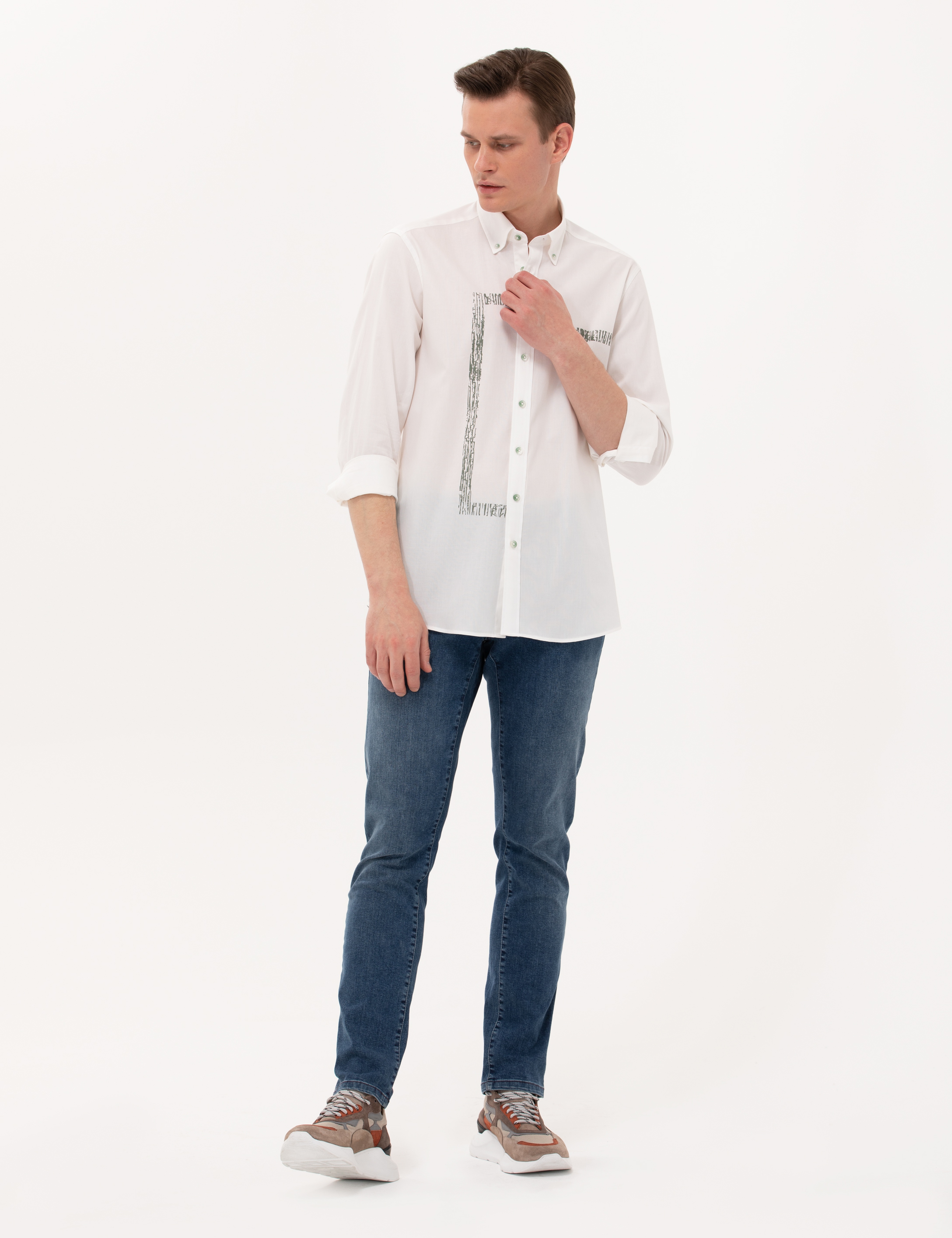 Haki Regular Fit Uzun Kollu Gömlek - Image 3