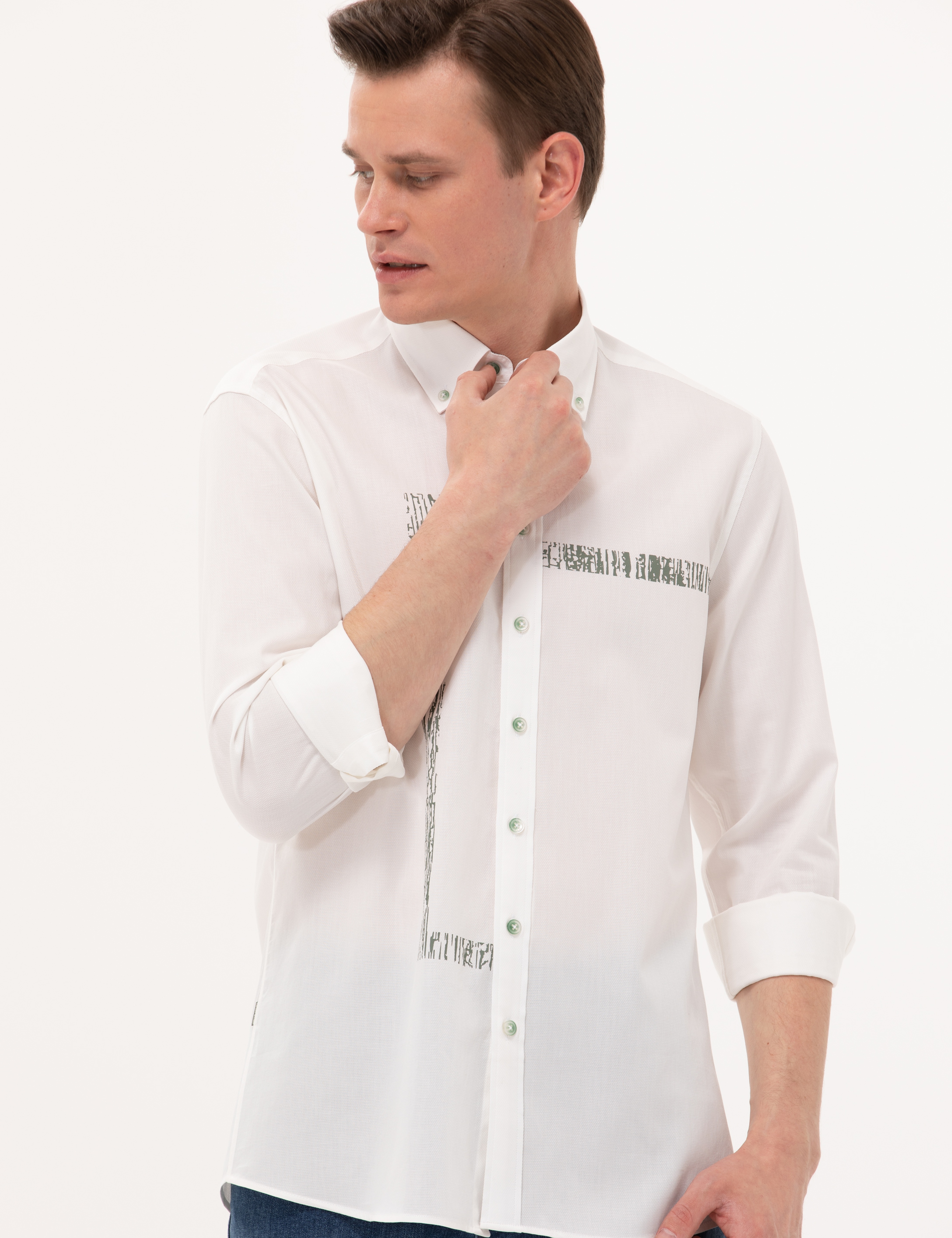 Haki Regular Fit Uzun Kollu Gömlek - Image 4
