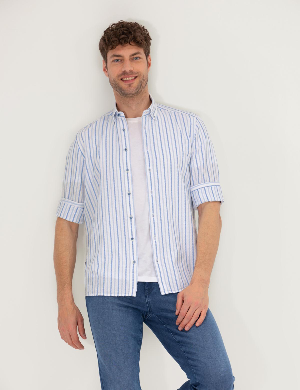 Lacivert Regular Fit Uzun Kollu Gömlek