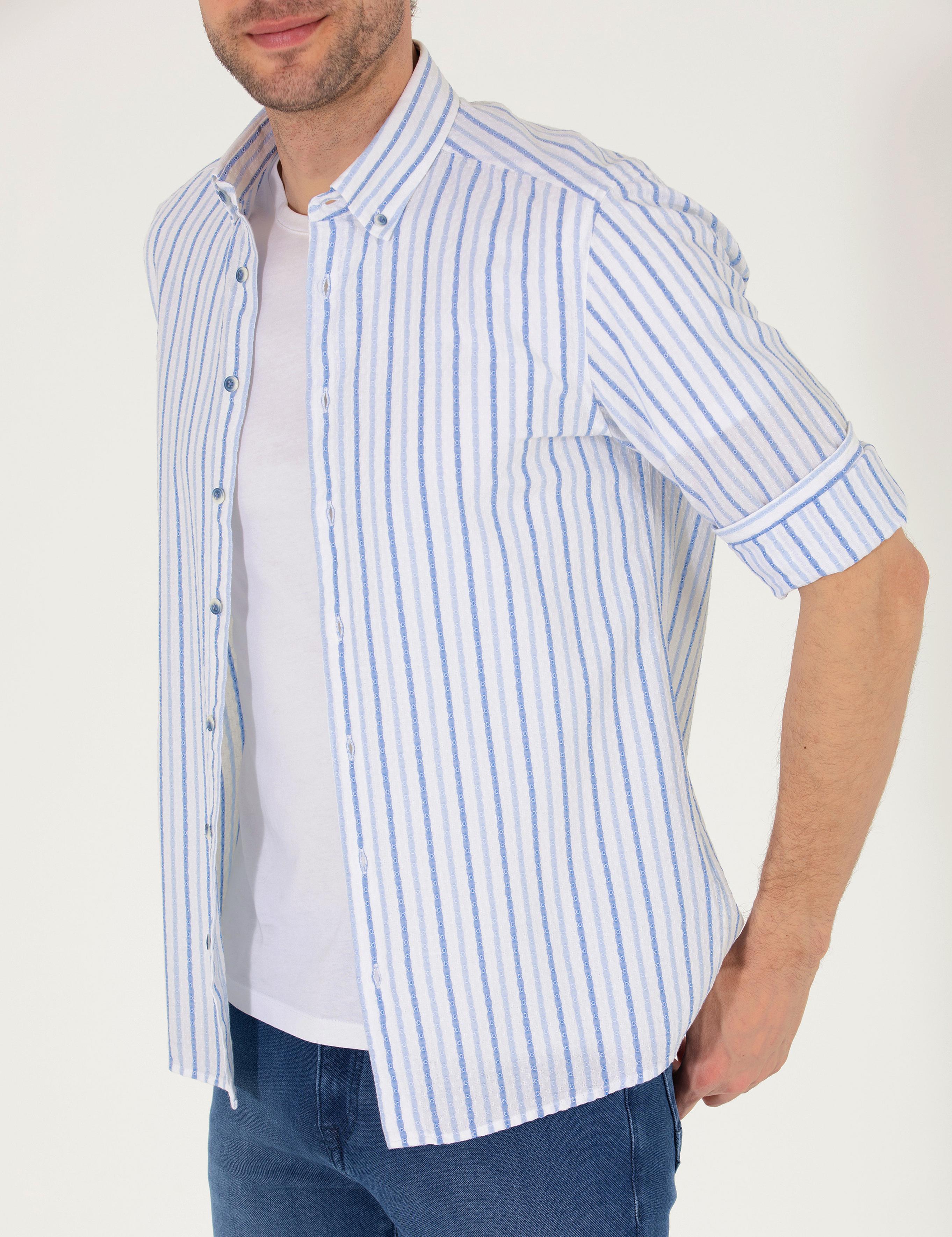 Lacivert Regular Fit Uzun Kollu Gömlek