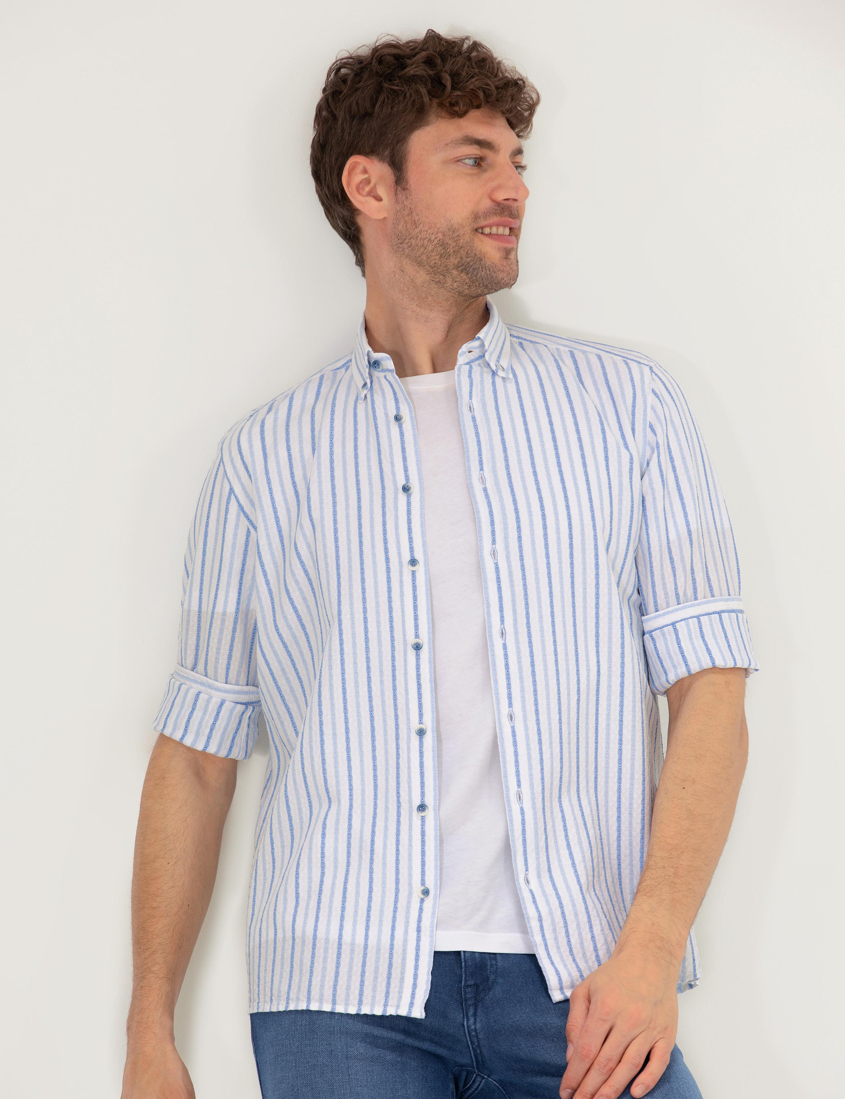 Lacivert Regular Fit Uzun Kollu Gömlek