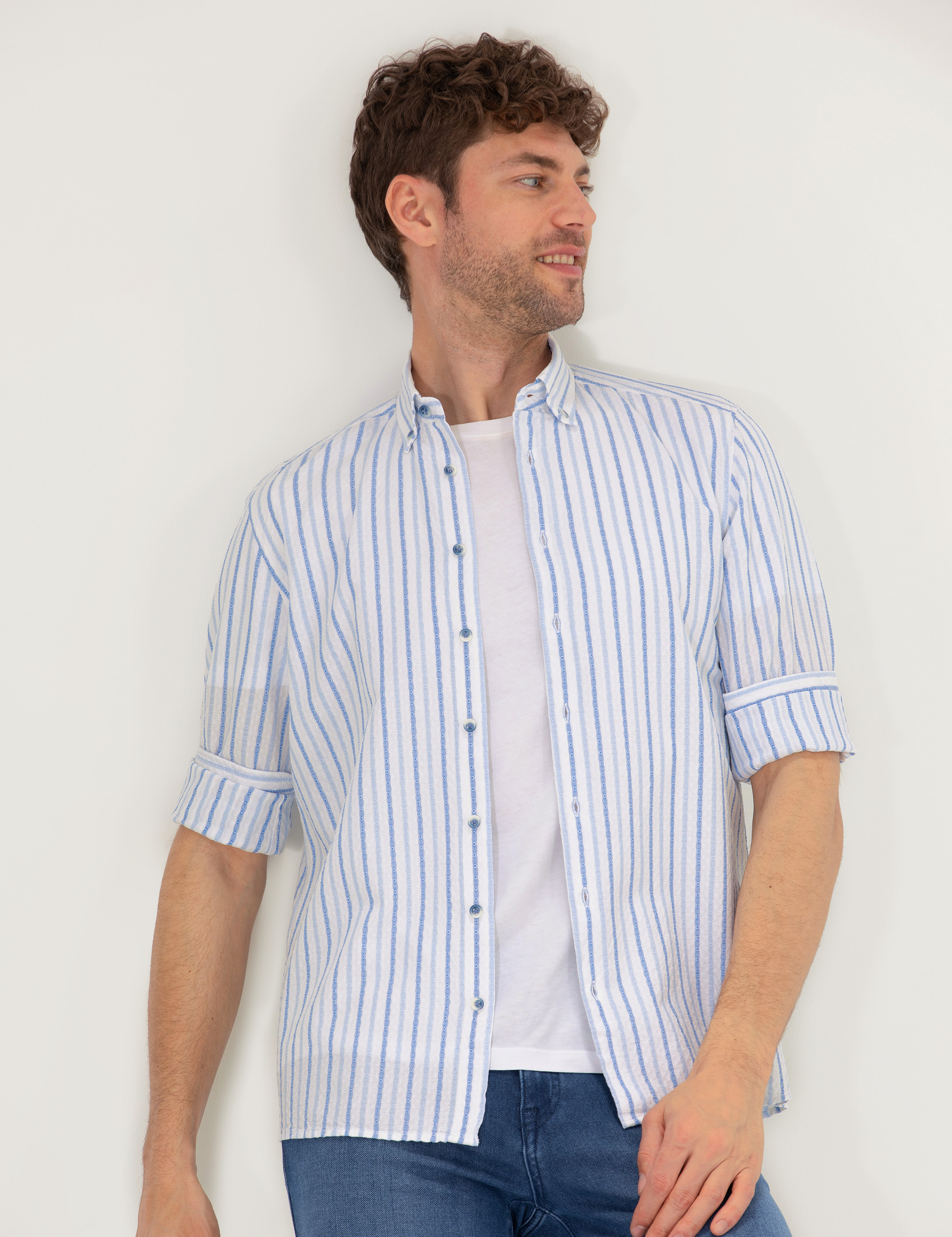 Lacivert Regular Fit Uzun Kollu Gömlek - Image 2