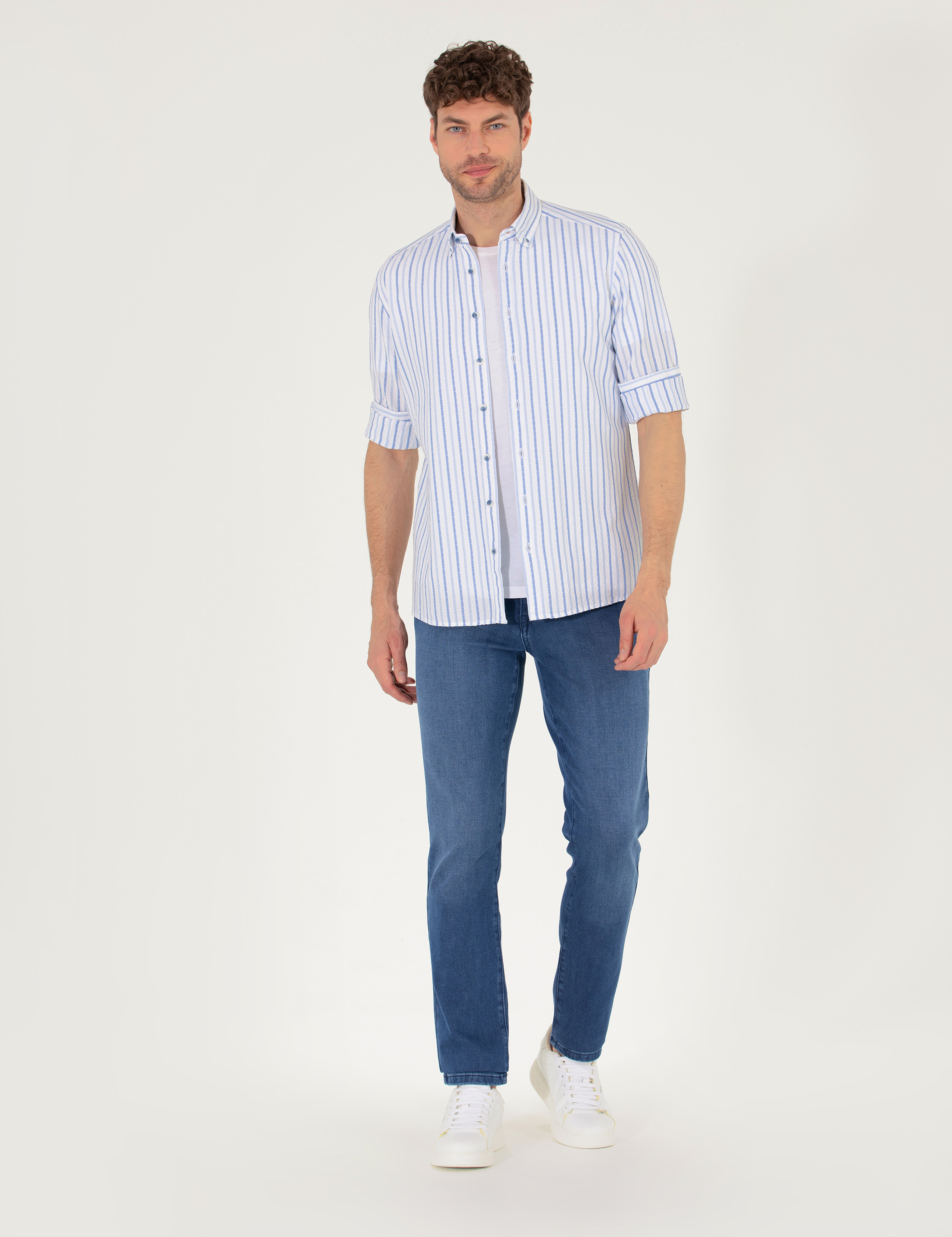 Lacivert Regular Fit Uzun Kollu Gömlek - Image 4