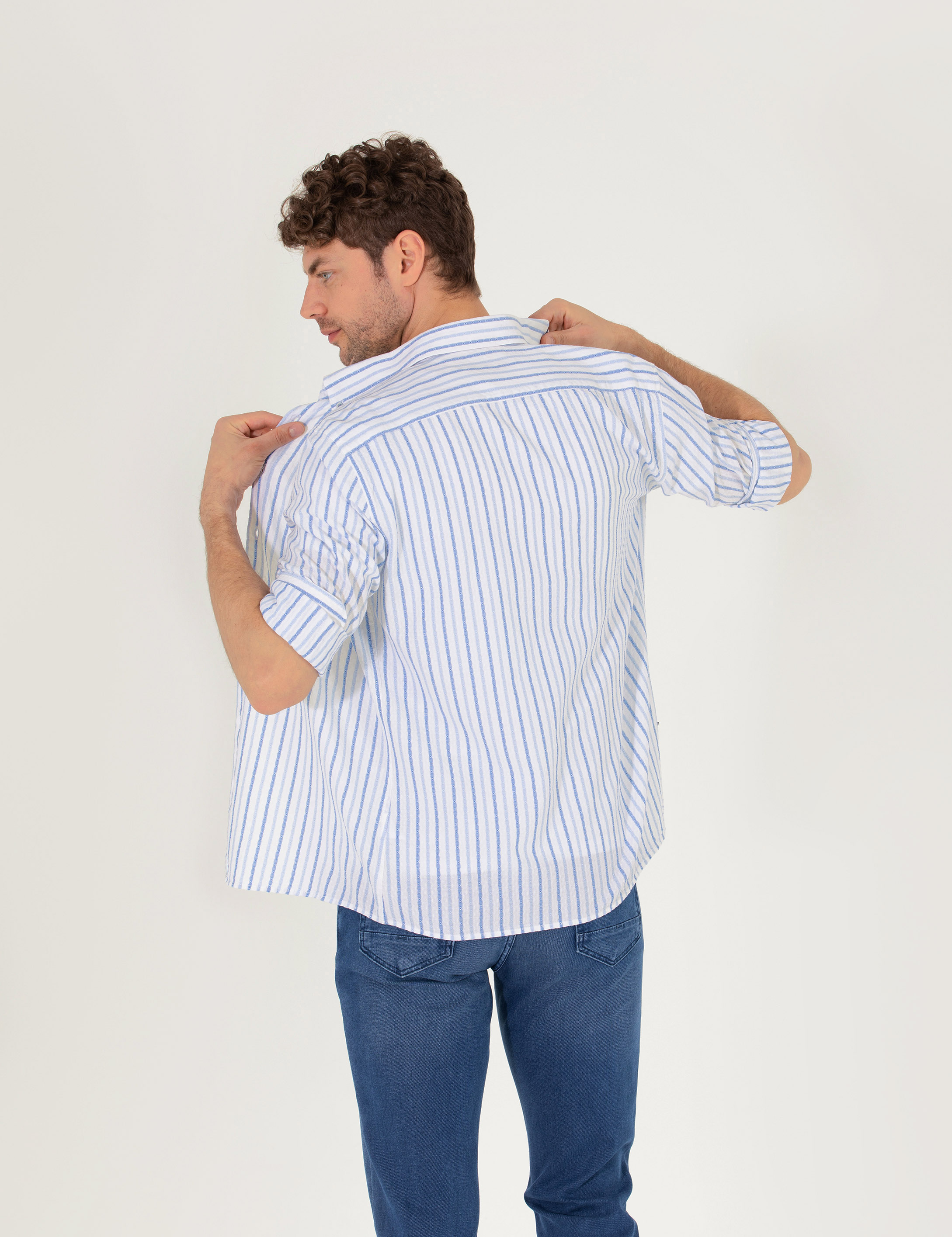 Lacivert Regular Fit Uzun Kollu Gömlek - Image 5