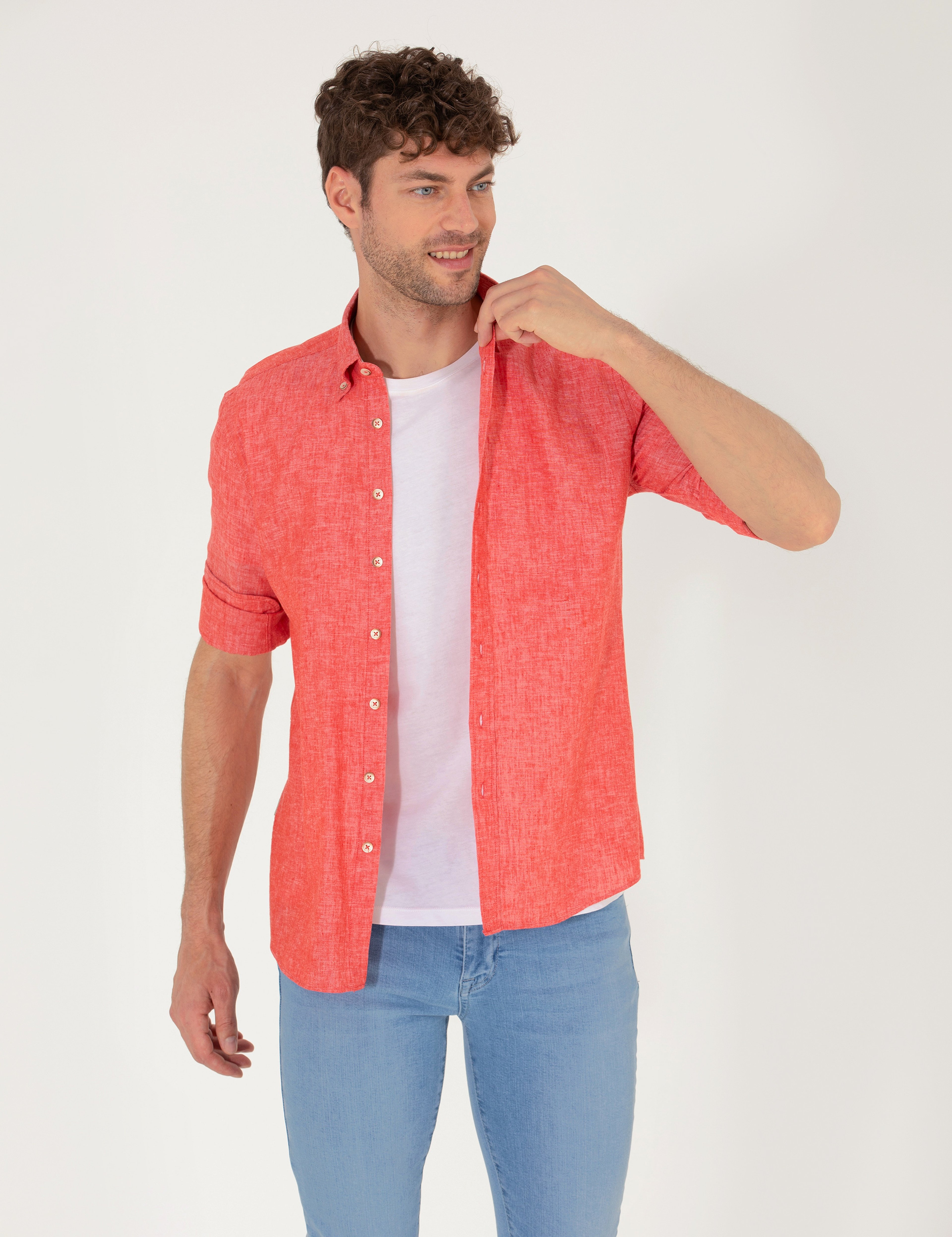 Kırmızı Regular Fit Uzun Kollu Gömlek - Image 2