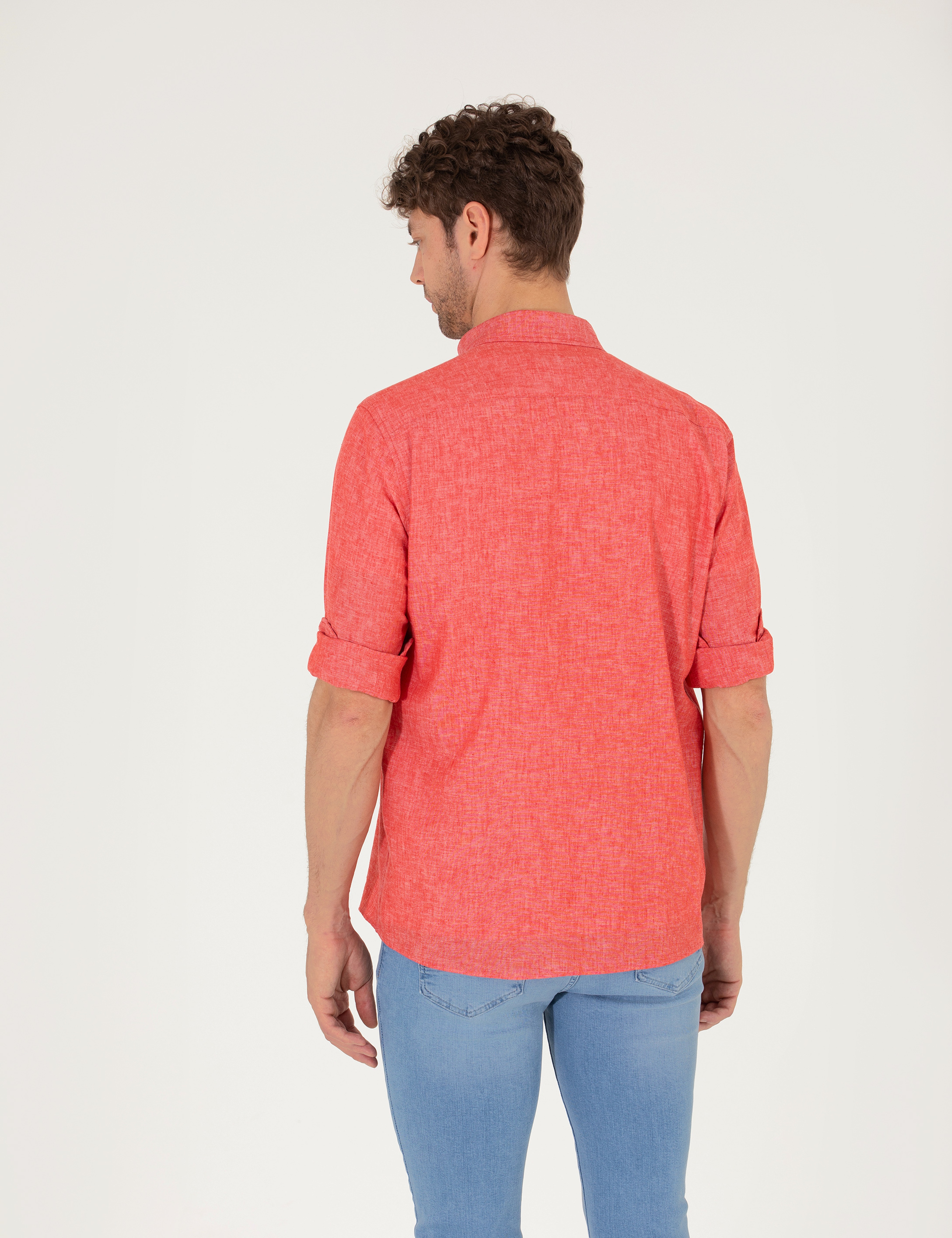 Kırmızı Regular Fit Uzun Kollu Gömlek - Image 5