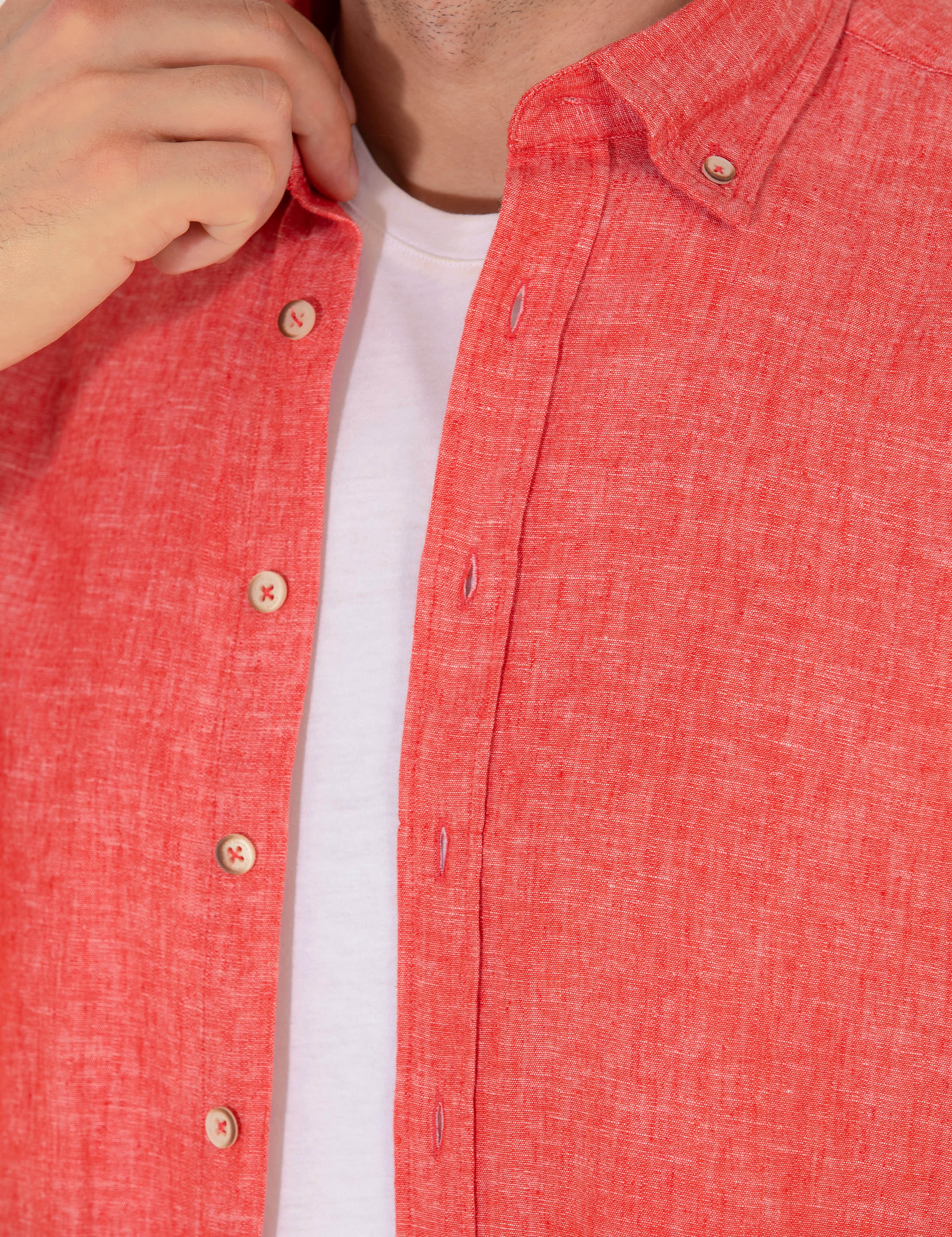 Kırmızı Regular Fit Uzun Kollu Gömlek - Image 7