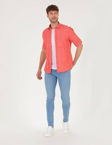 Kırmızı Regular Fit Uzun Kollu Gömlek