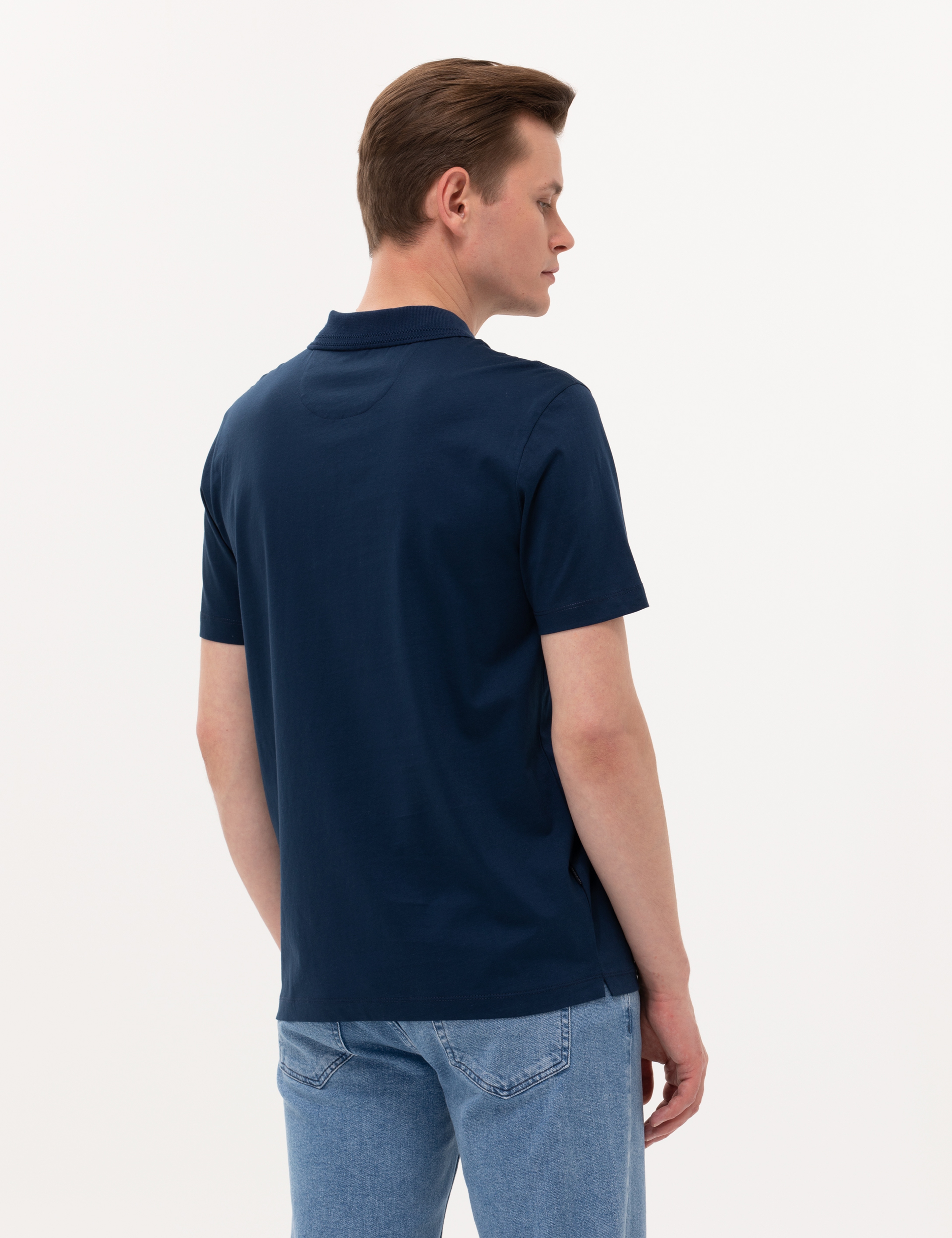 Lacivert Regular Fit Polo Yaka Merserize Tişört - Image 5