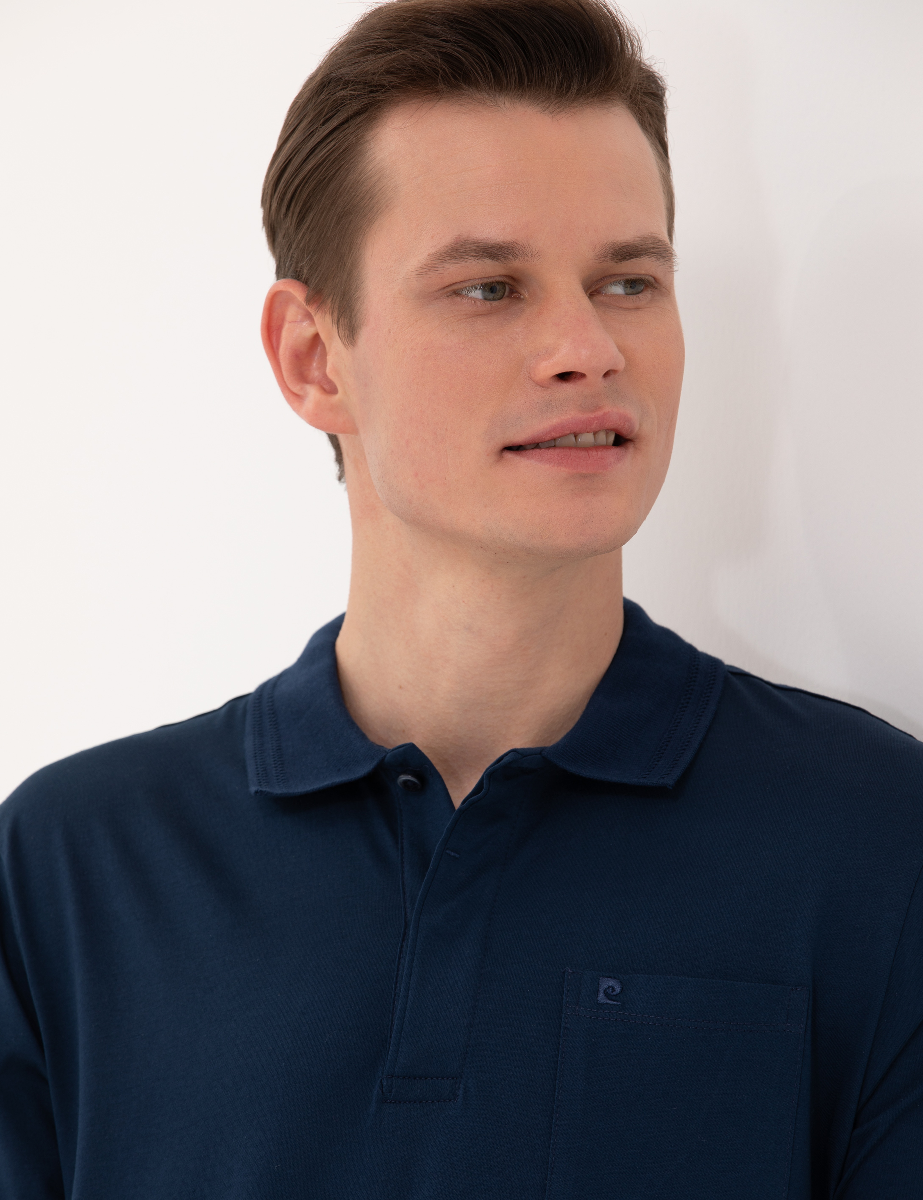 Lacivert Regular Fit Polo Yaka Merserize Tişört - Image 2