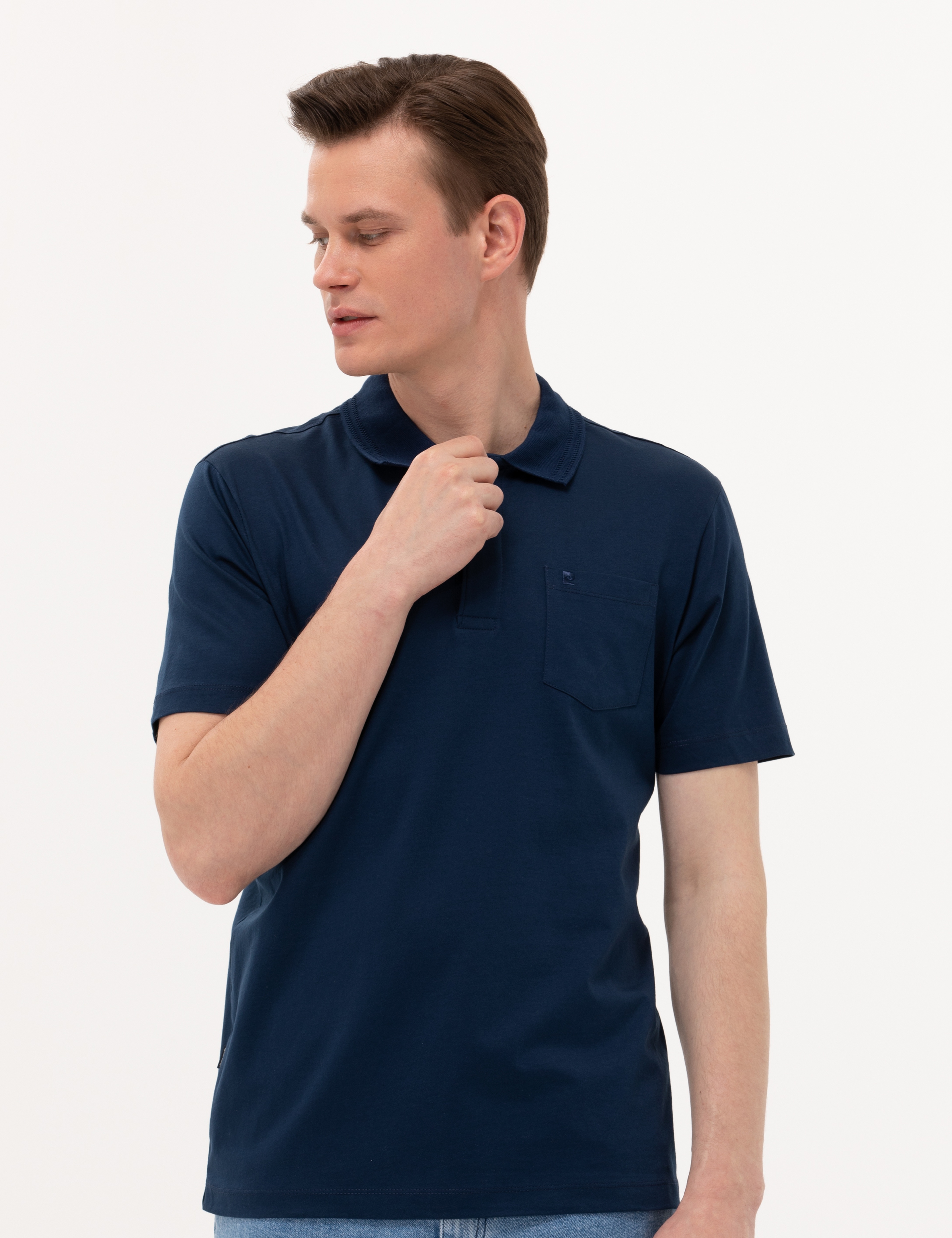 Lacivert Regular Fit Polo Yaka Merserize Tişört - Image 4