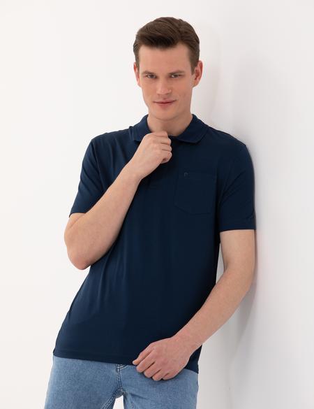 Lacivert Regular Fit Polo Yaka Merserize Tişört - 50262668022