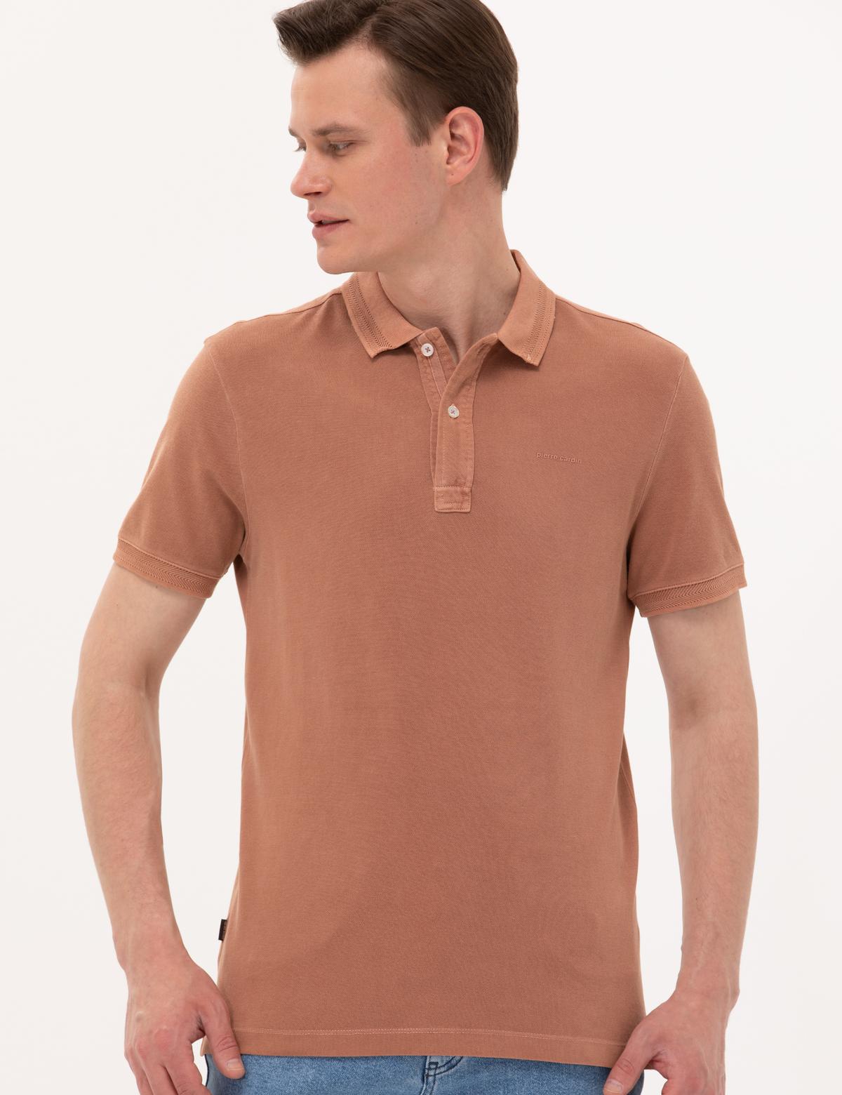 Kahverengi Slim Fit Polo Yaka Tişört - 50264742069