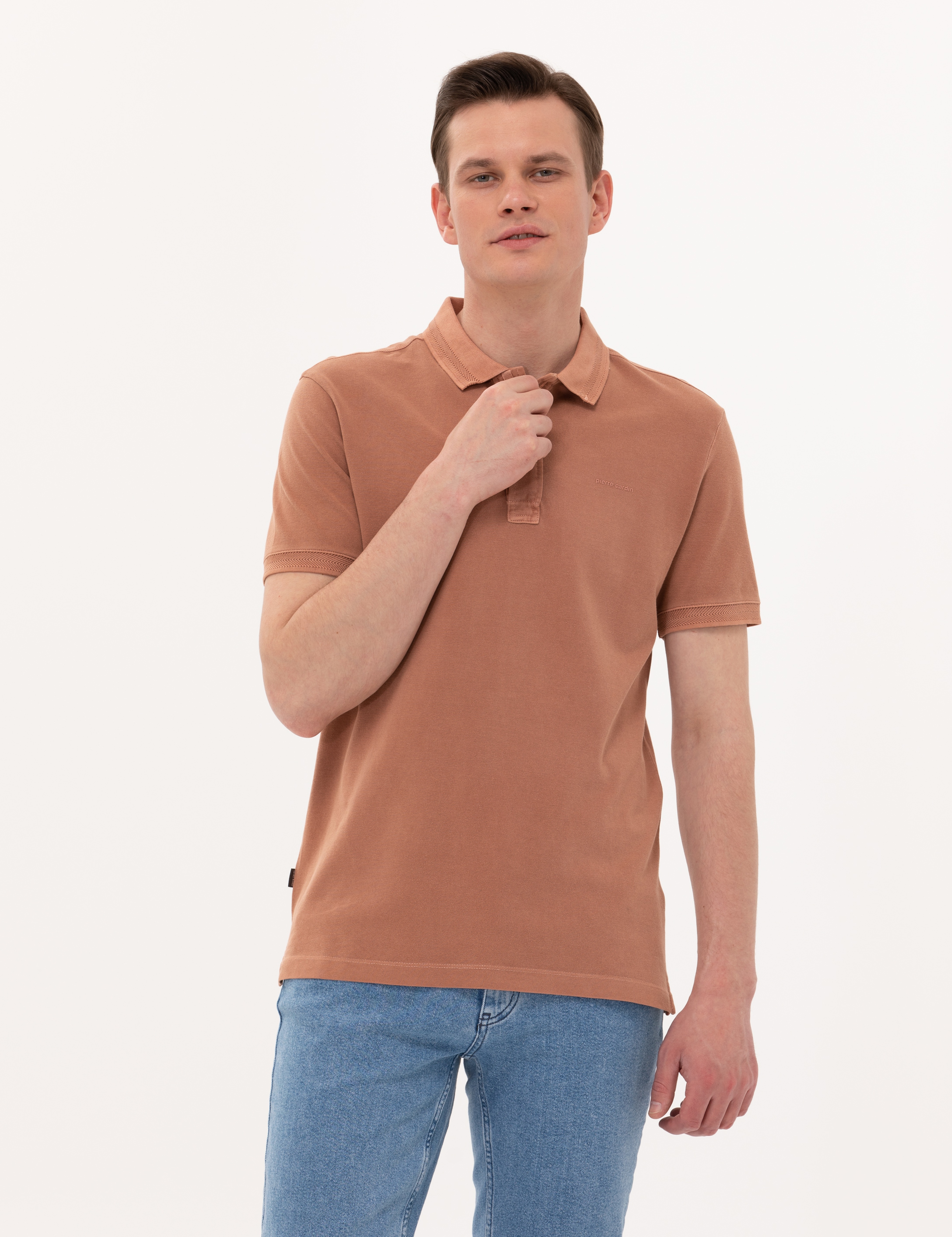 Kahverengi Slim Fit Polo Yaka Tişört - Image 1