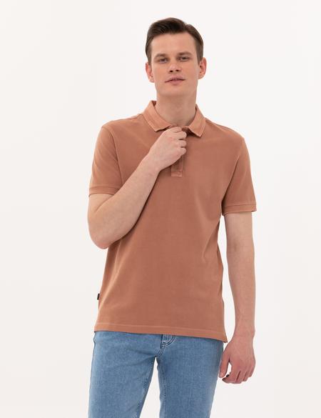 Kahverengi Slim Fit Polo Yaka Tişört - 50264742069