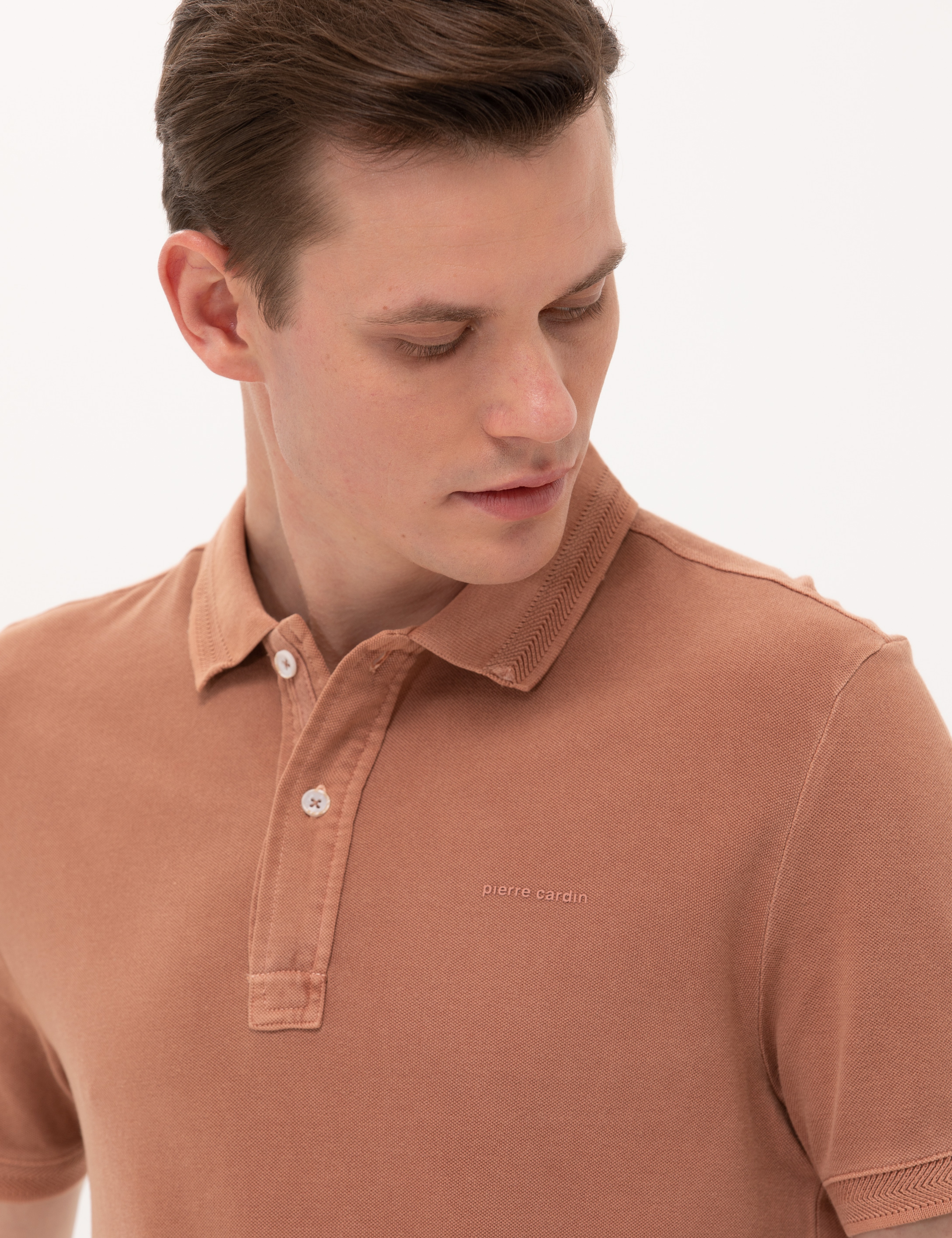 Kahverengi Slim Fit Polo Yaka Tişört - Image 3