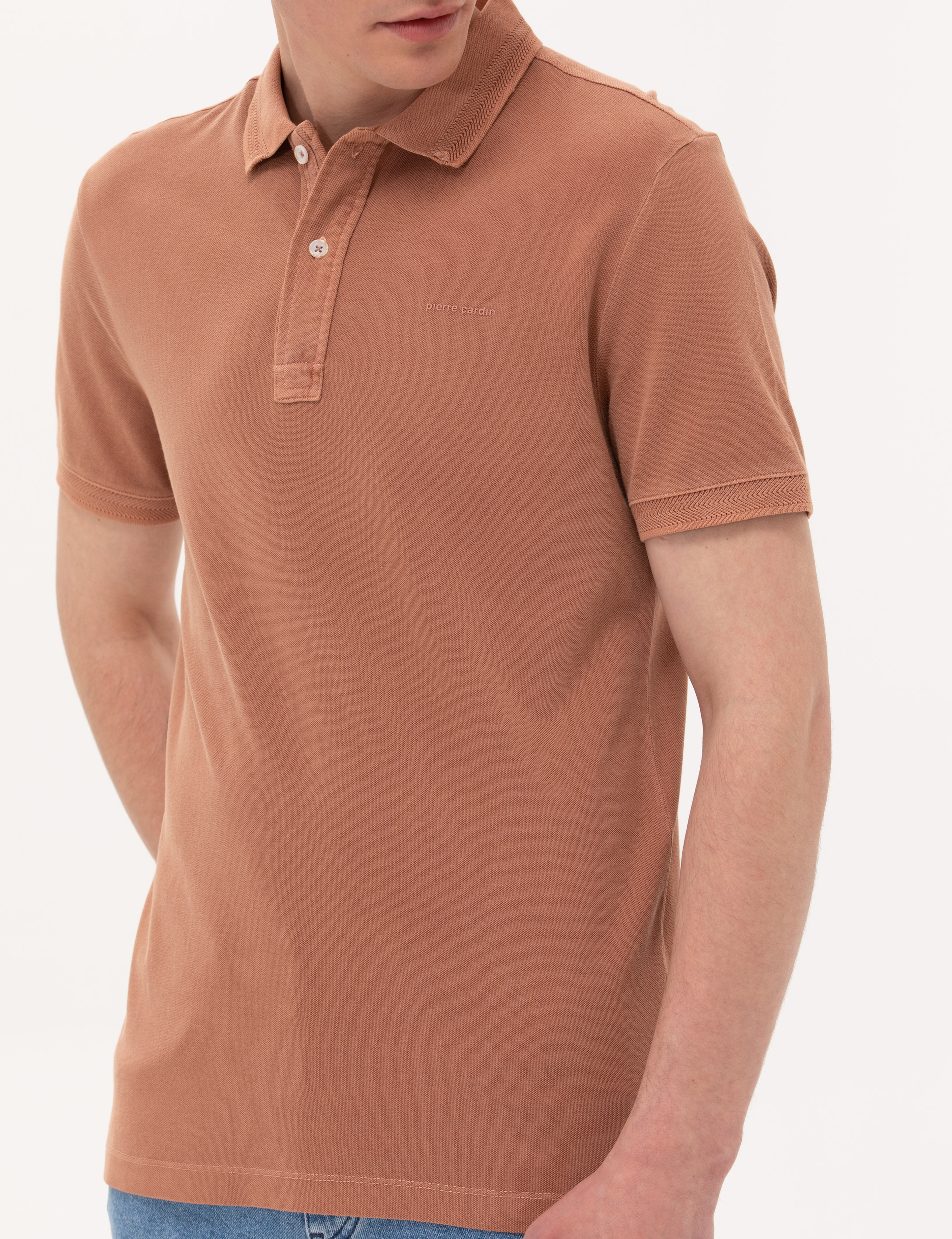 Kahverengi Slim Fit Polo Yaka Tişört - Image 6