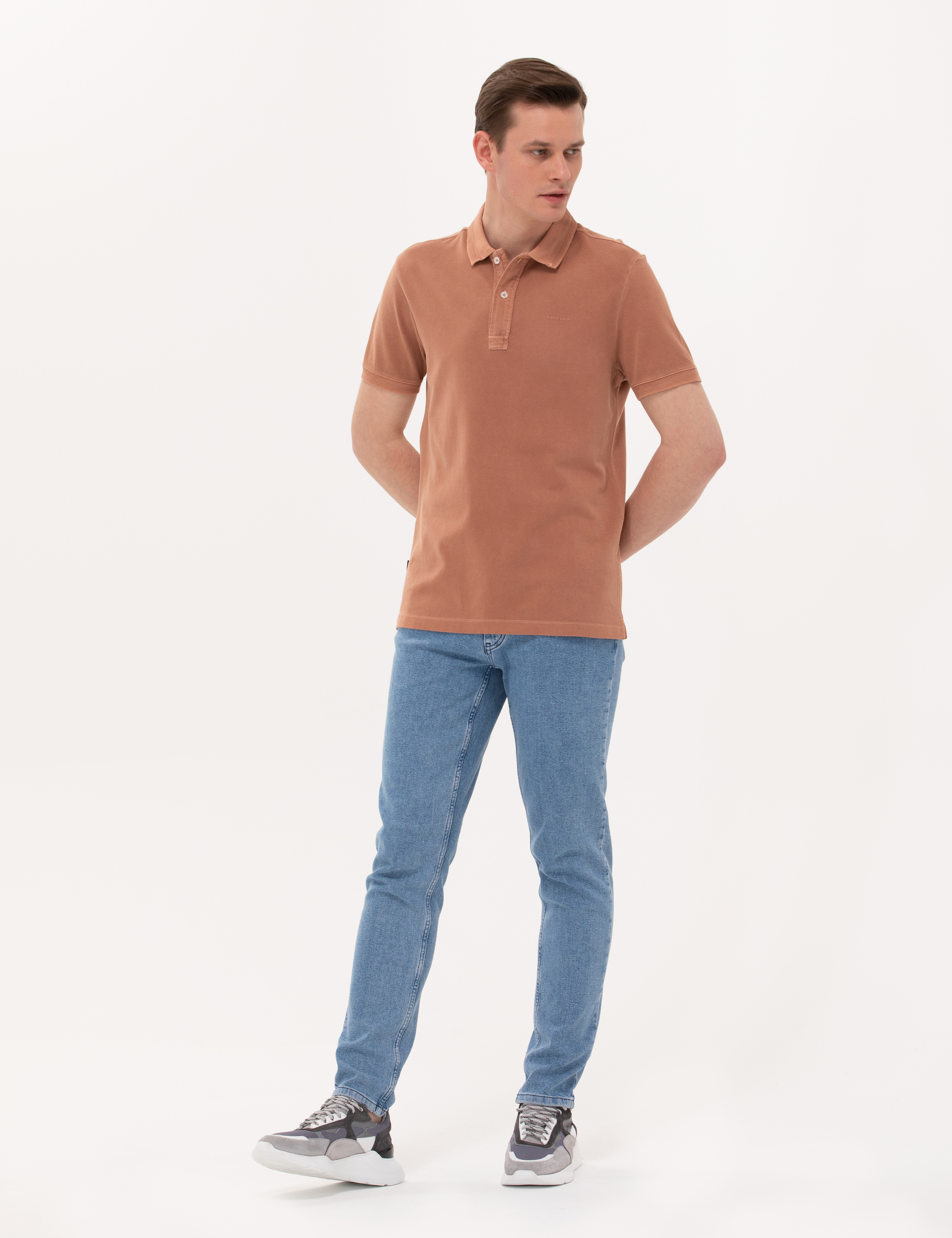 Kahverengi Slim Fit Polo Yaka Tişört - Image 4