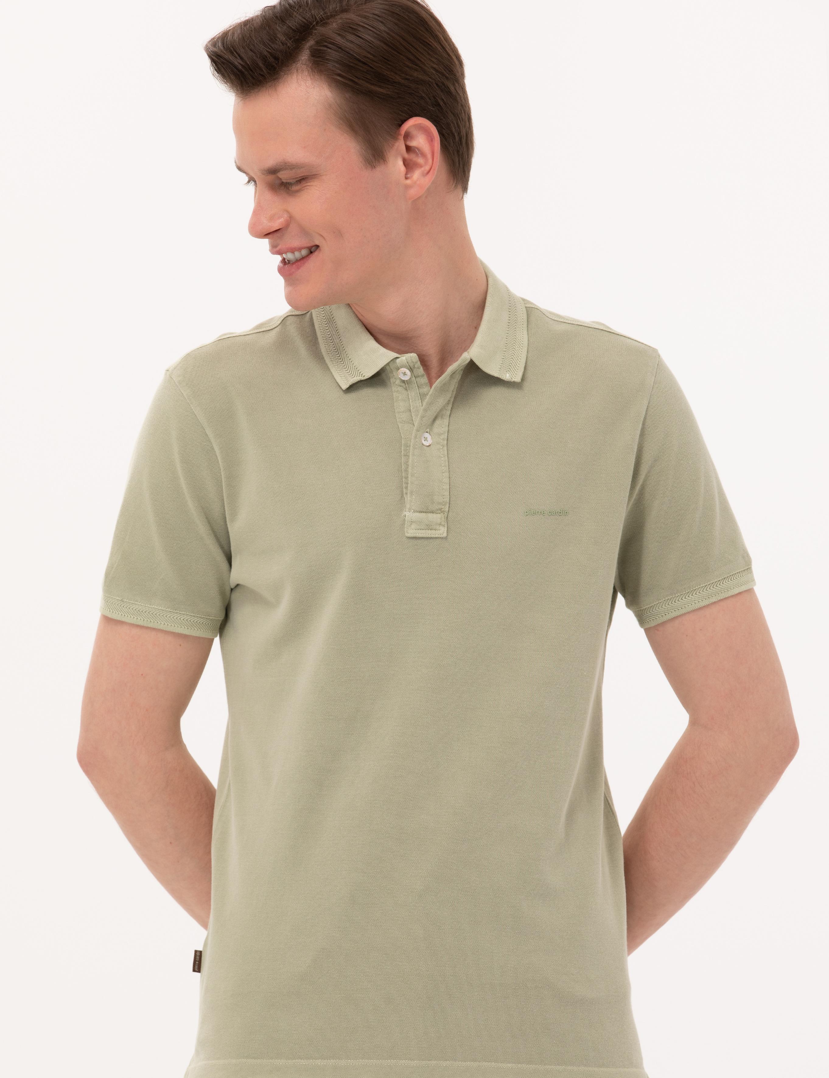 Açık Yeşil Slim Fit Dokulu Polo Yaka Tişört