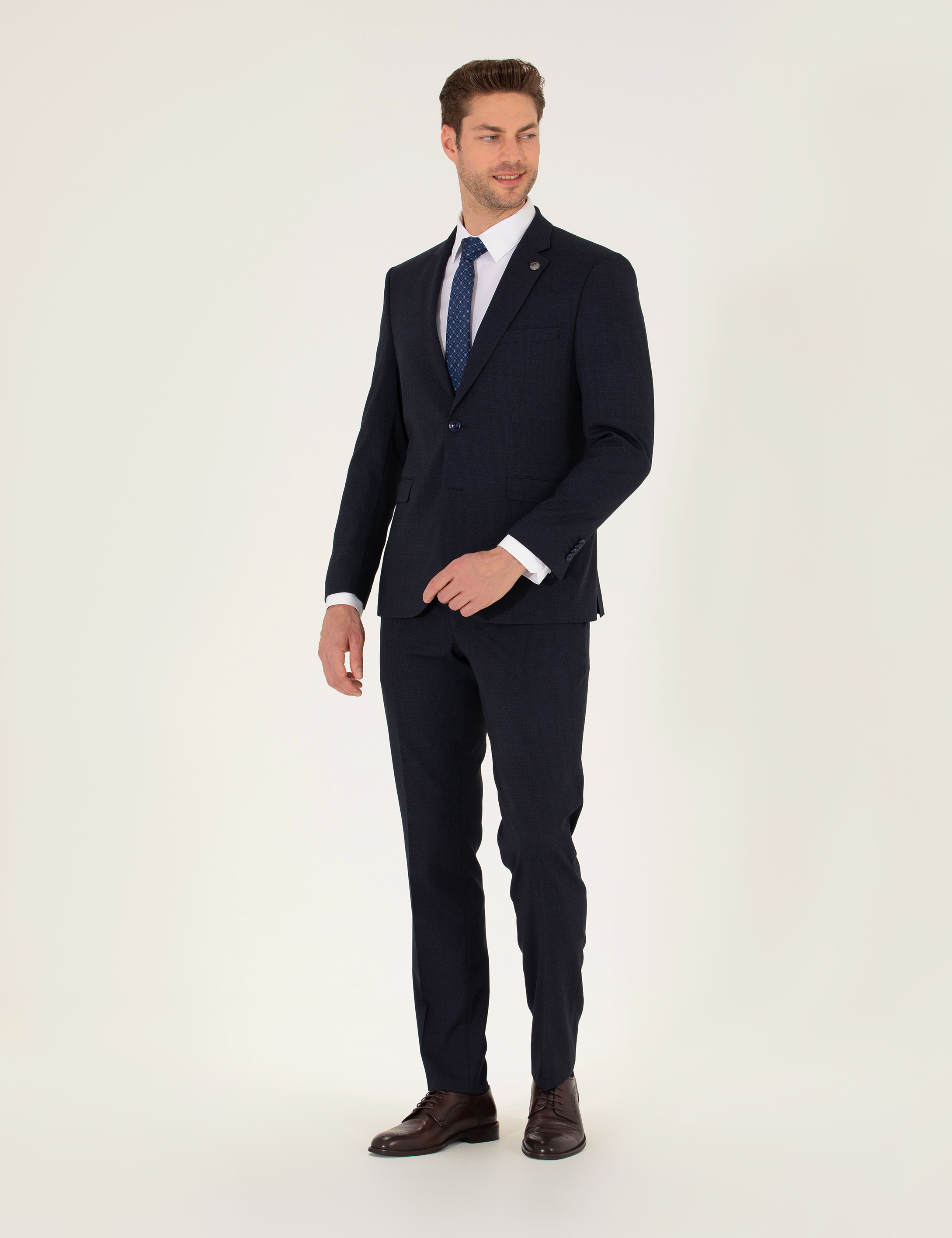 Lacivert Slim Fit Takım Elbise - Image 4