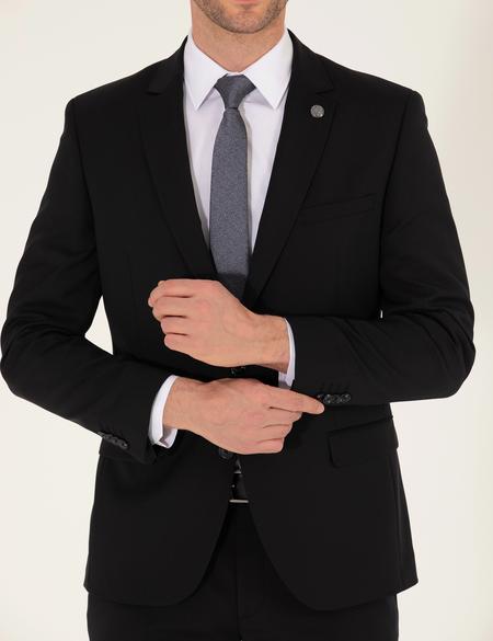 Siyah Ekstra Slim Fit Yün Takım Elbise - 50265000014