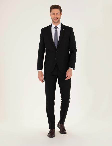Siyah Ekstra Slim Fit Yün Takım Elbise - 50265000014