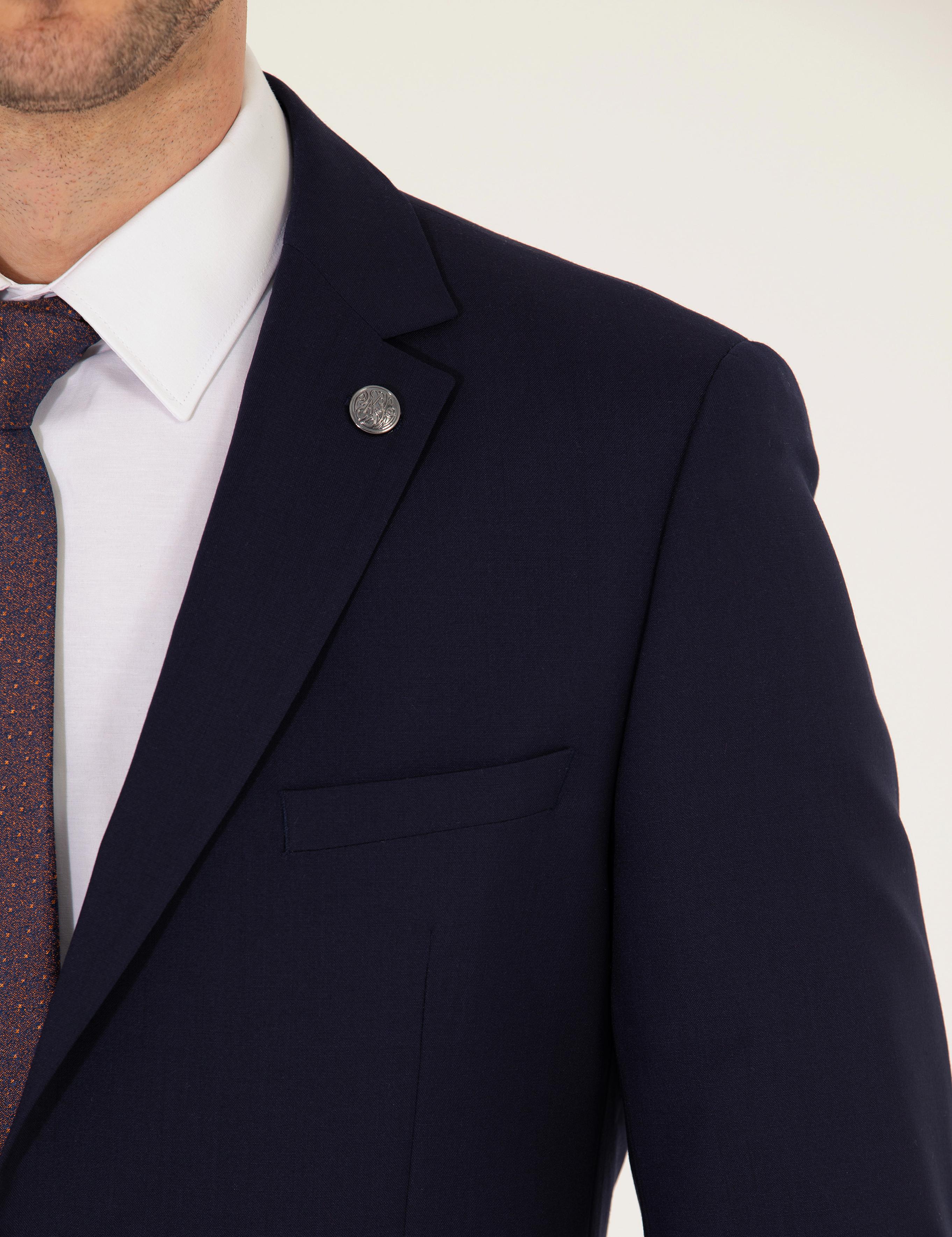 %100 Yün Lacivert Ekstra Slim Fit Takım Elbise