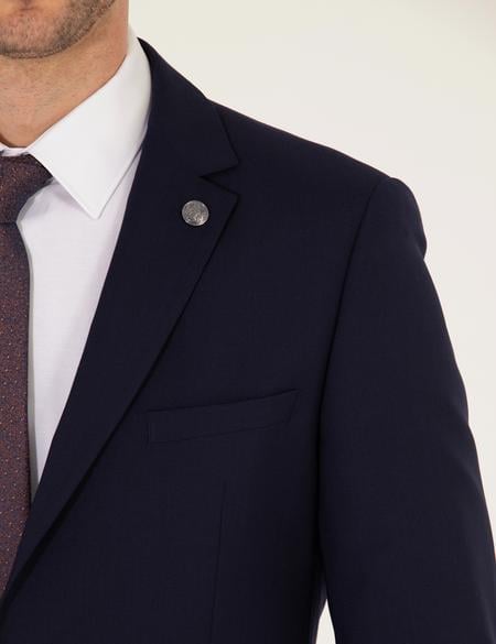 %100 Yün Lacivert Ekstra Slim Fit Takım Elbise - 50265000041